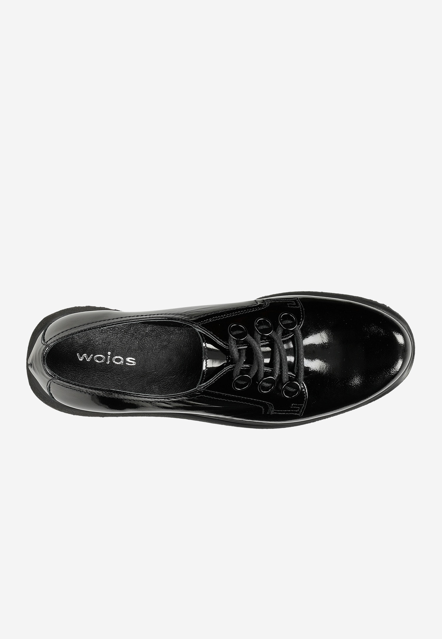 Czarne creepersy damskie z lakierowanej skóry