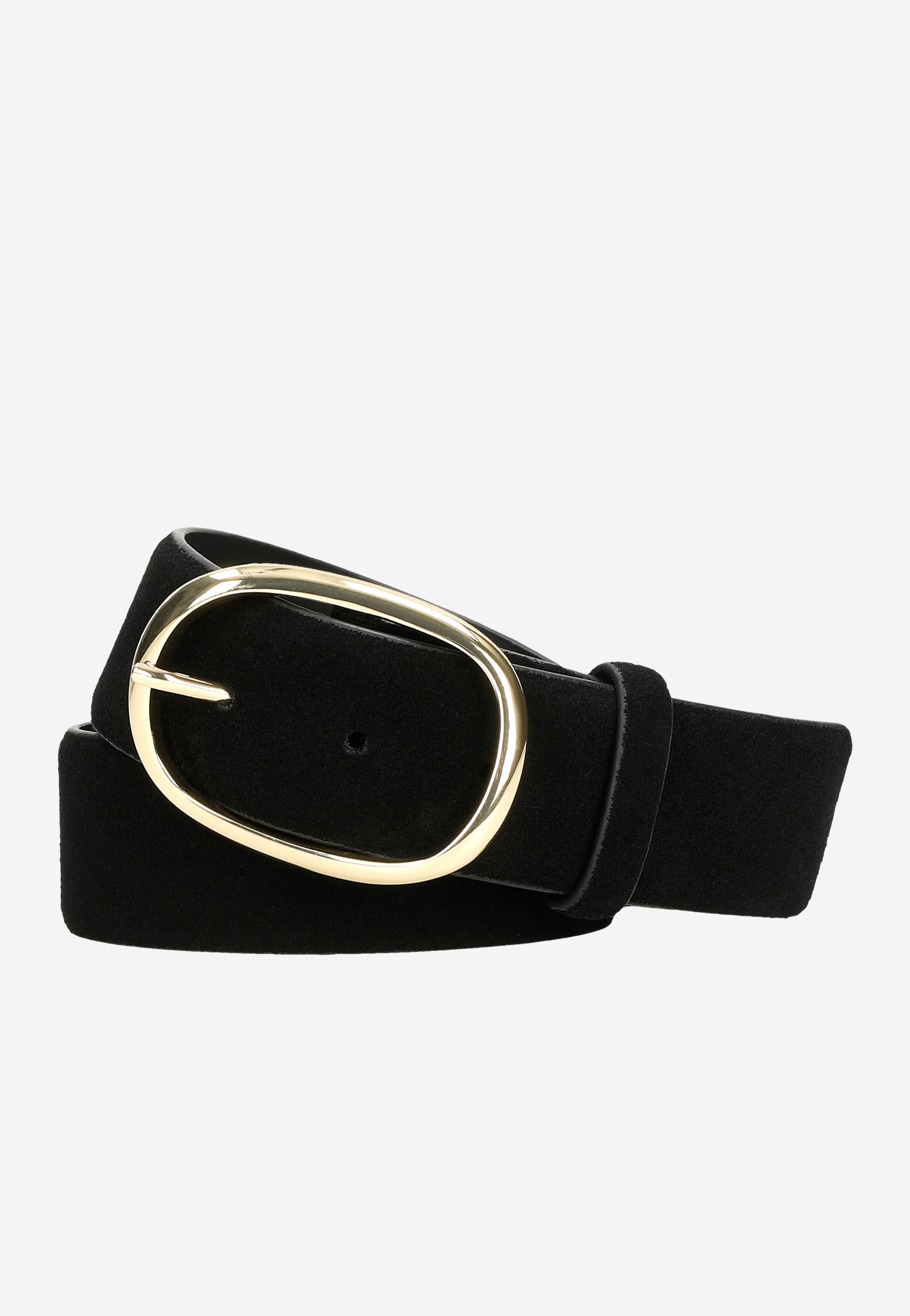 Czarny pasek damski z dwoiny welurowej
