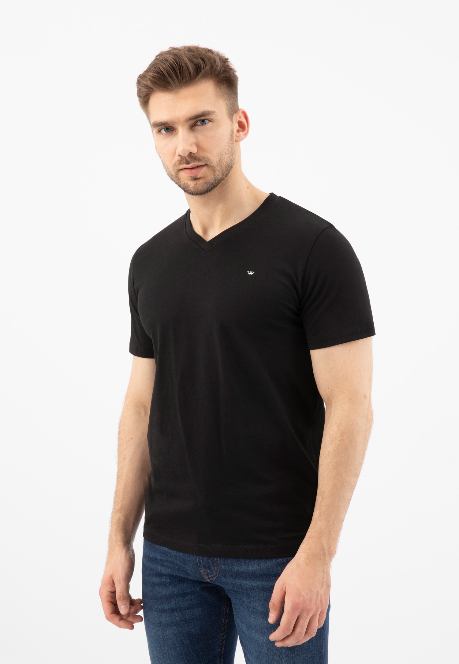 Biała bawełniana koszulka męska ze srebrnym logo