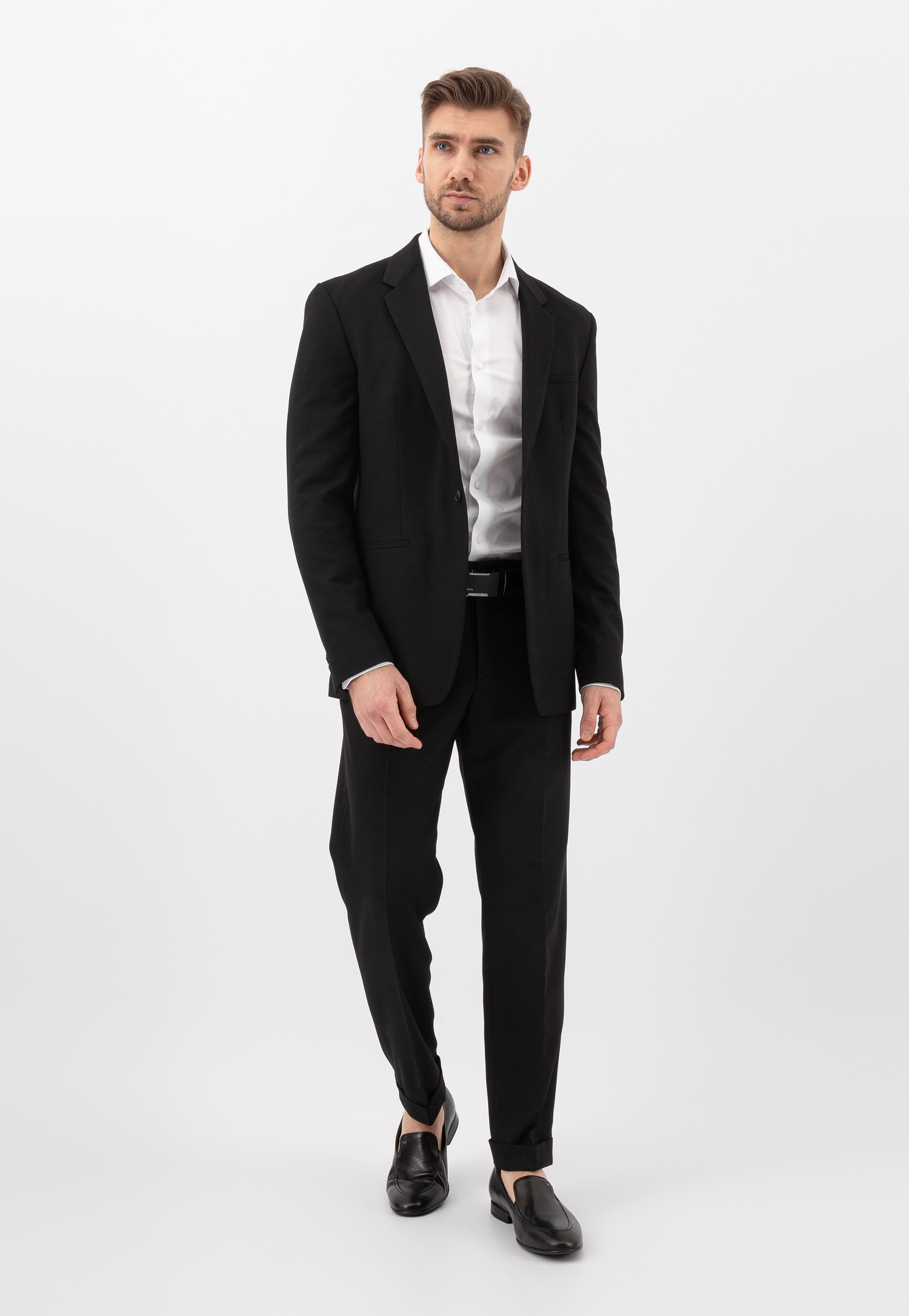 Czarne loafersy męskie z weluru