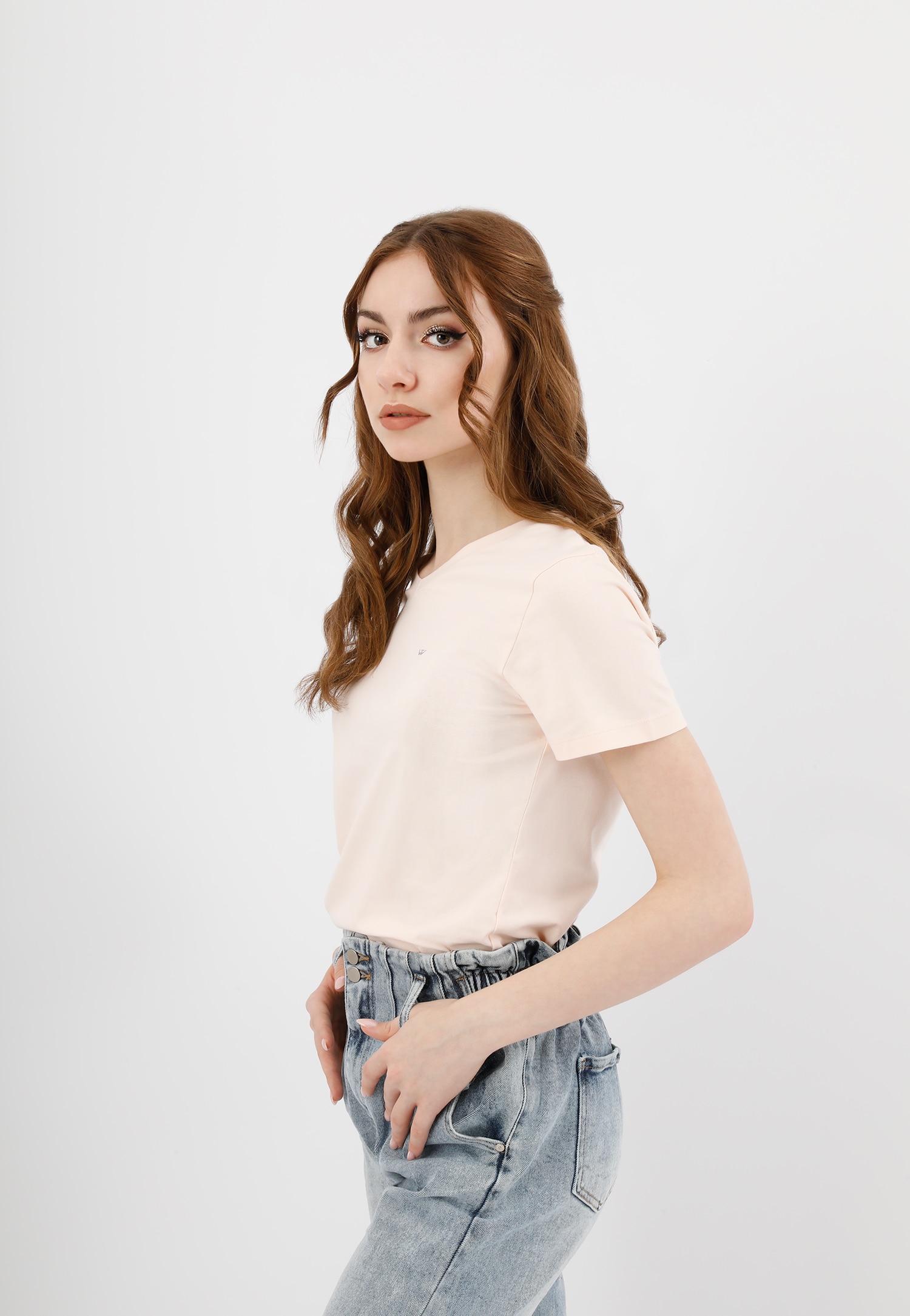 Jasnoniebieska bawełniana koszulka damska