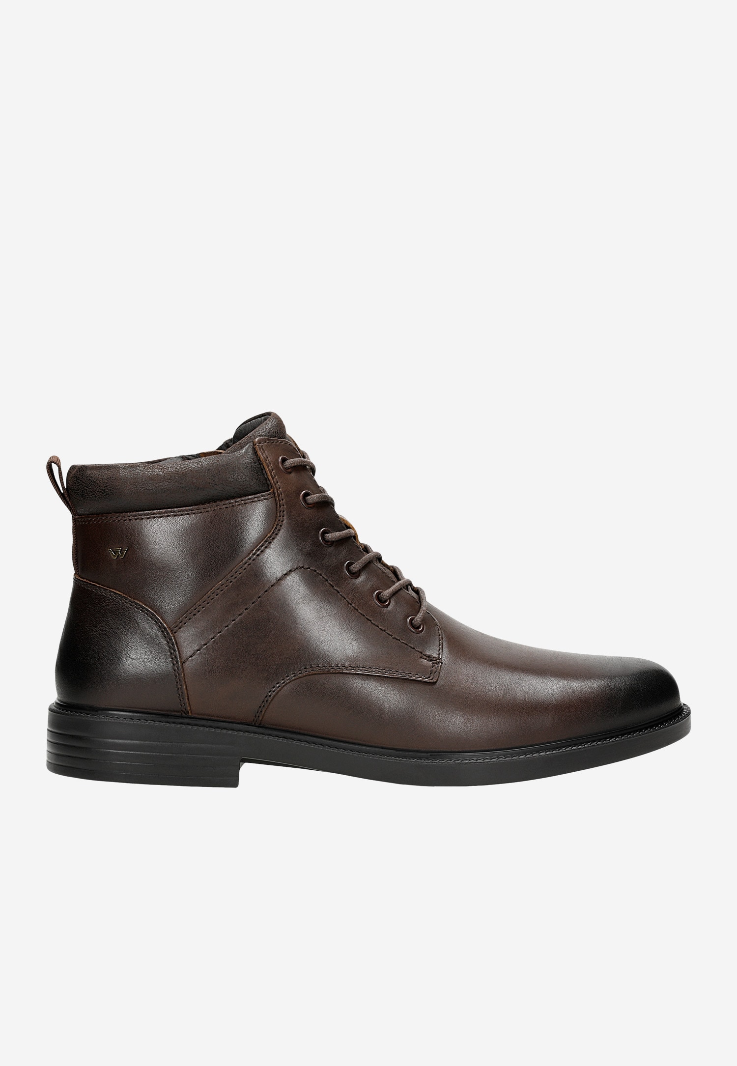 Czarne trzewiki męskie ze skóry licowej i dwoiny welurowej