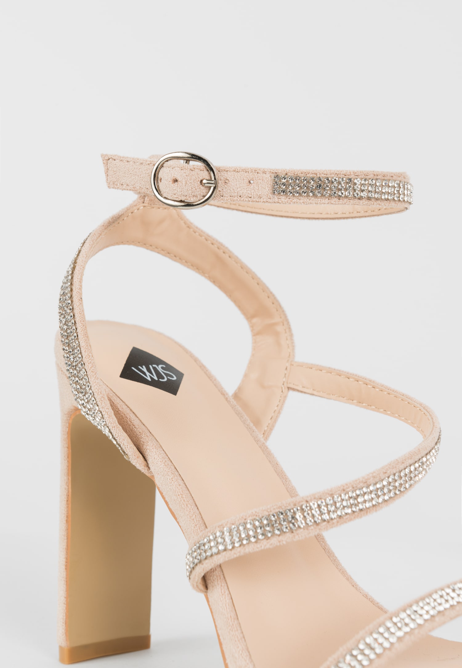 WJS czarne sandały damskie z kryształkami i odkrytą piętą