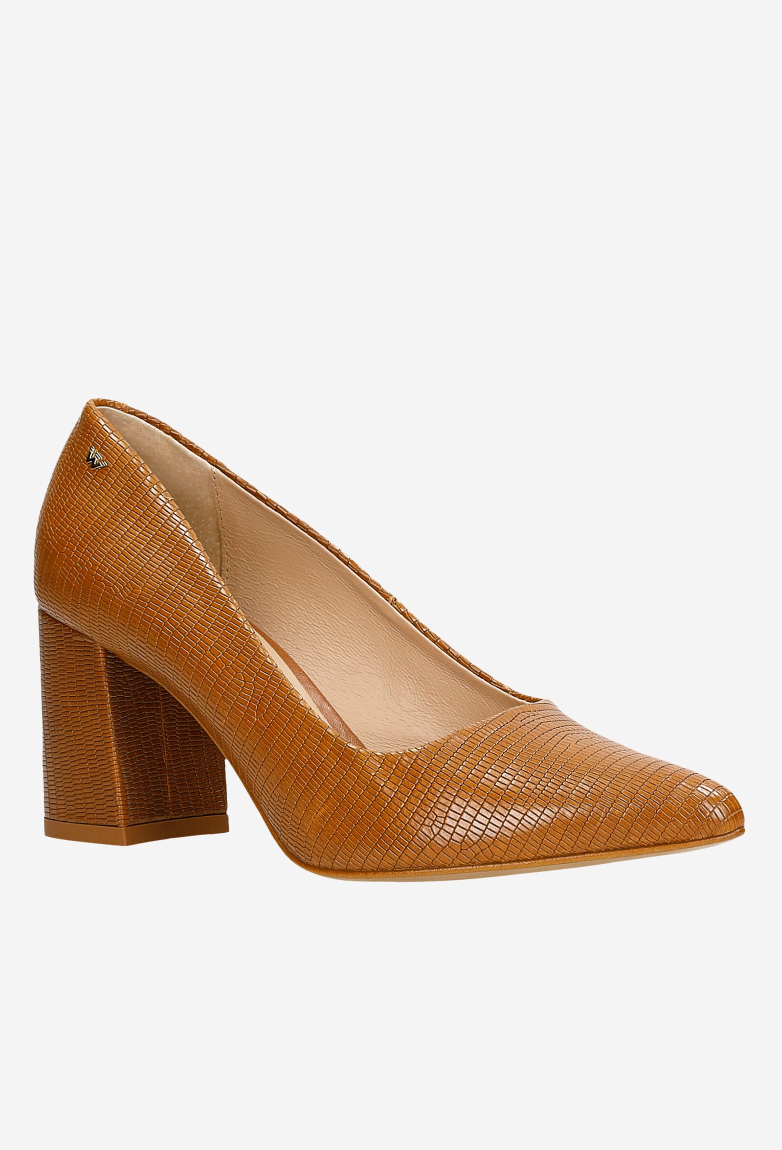 Brązowe czółenka damskie na obcasie