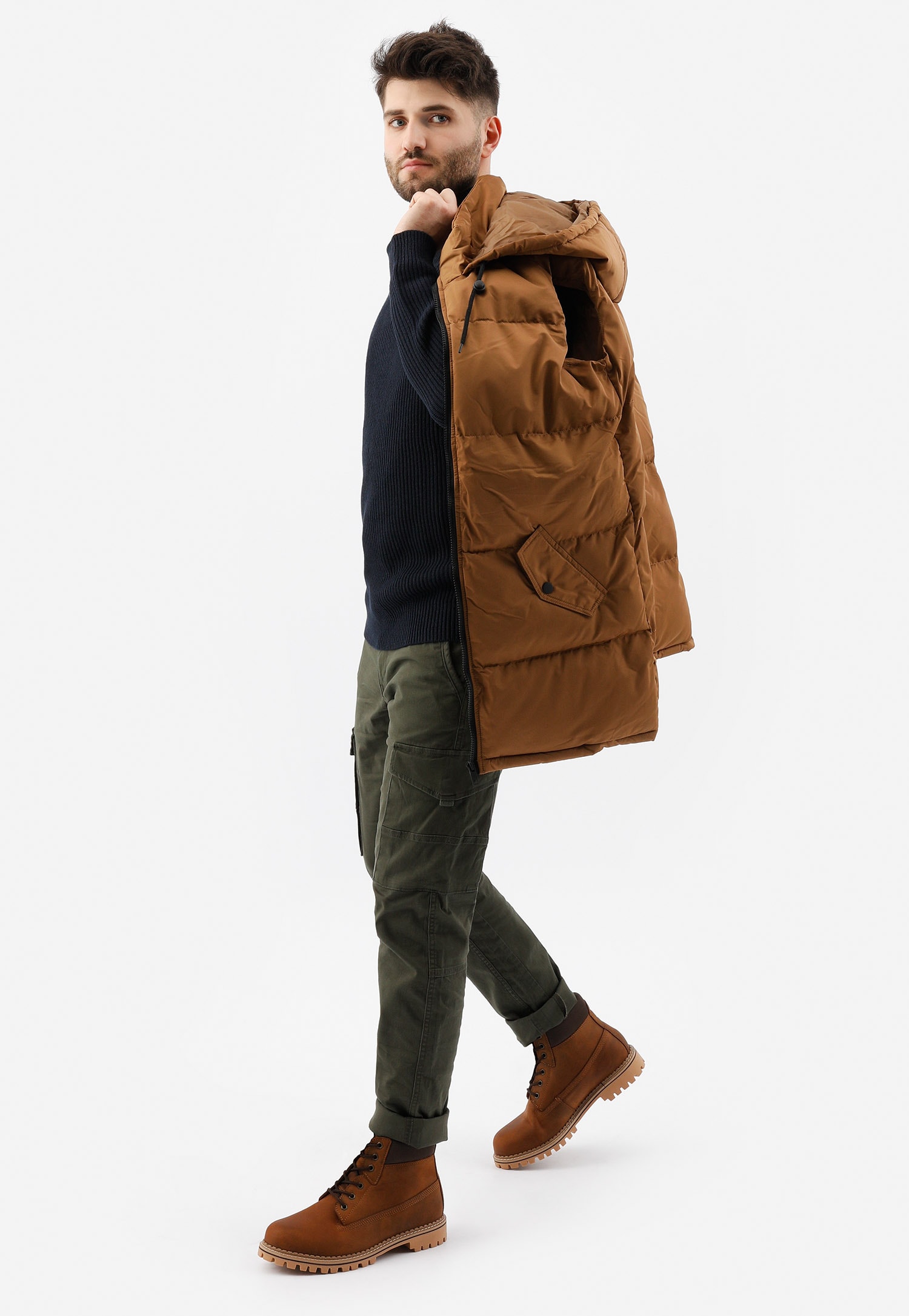 Brązowe sznurowane workery męskie