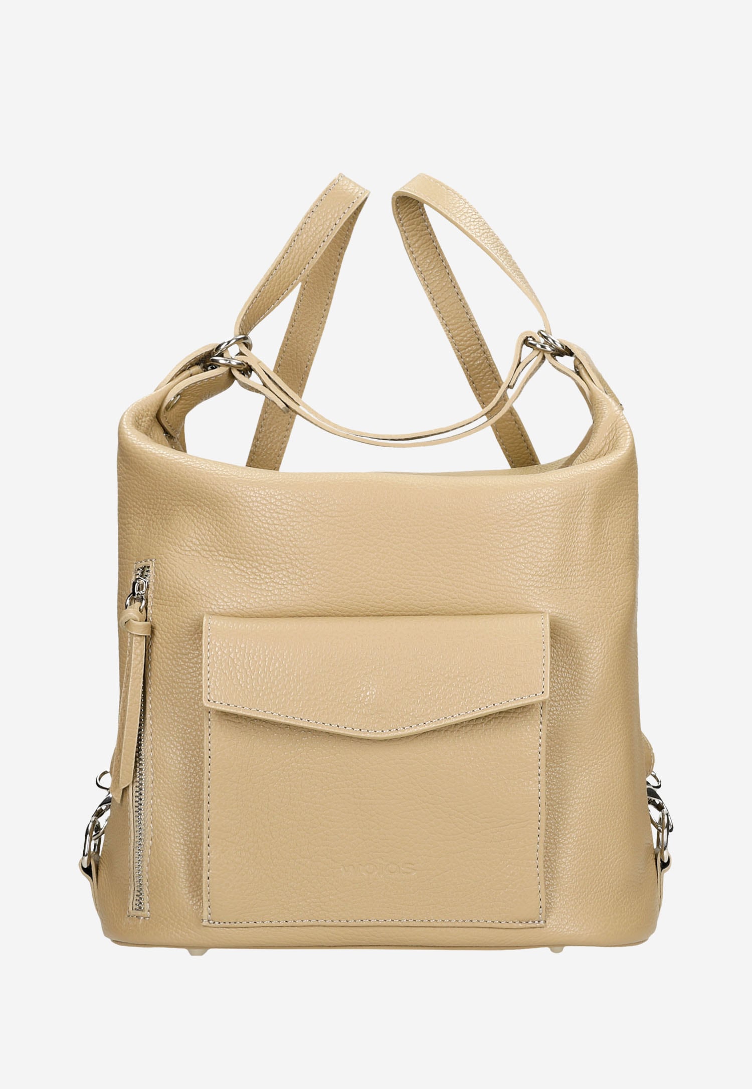 Beżowa skórzana torebka plecak 2w1