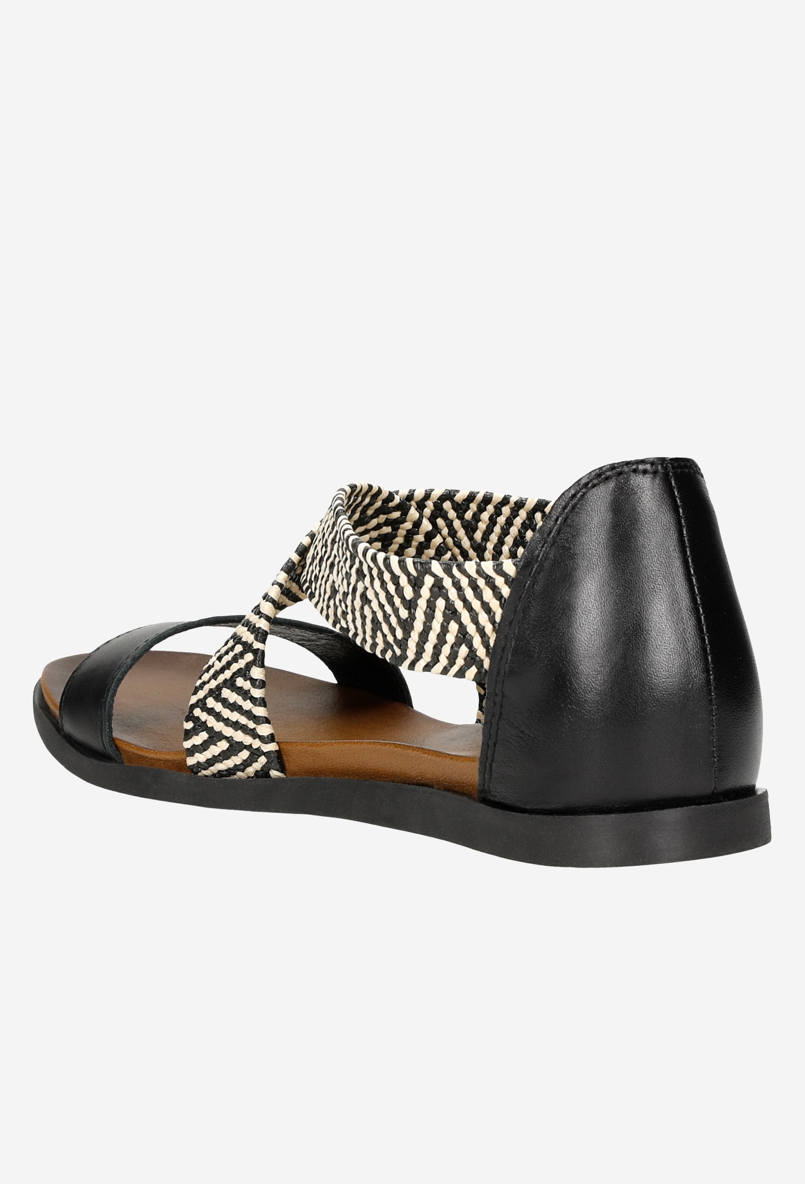 Czarne sandały damskie z zakrytą piętą i plecionymi paskami