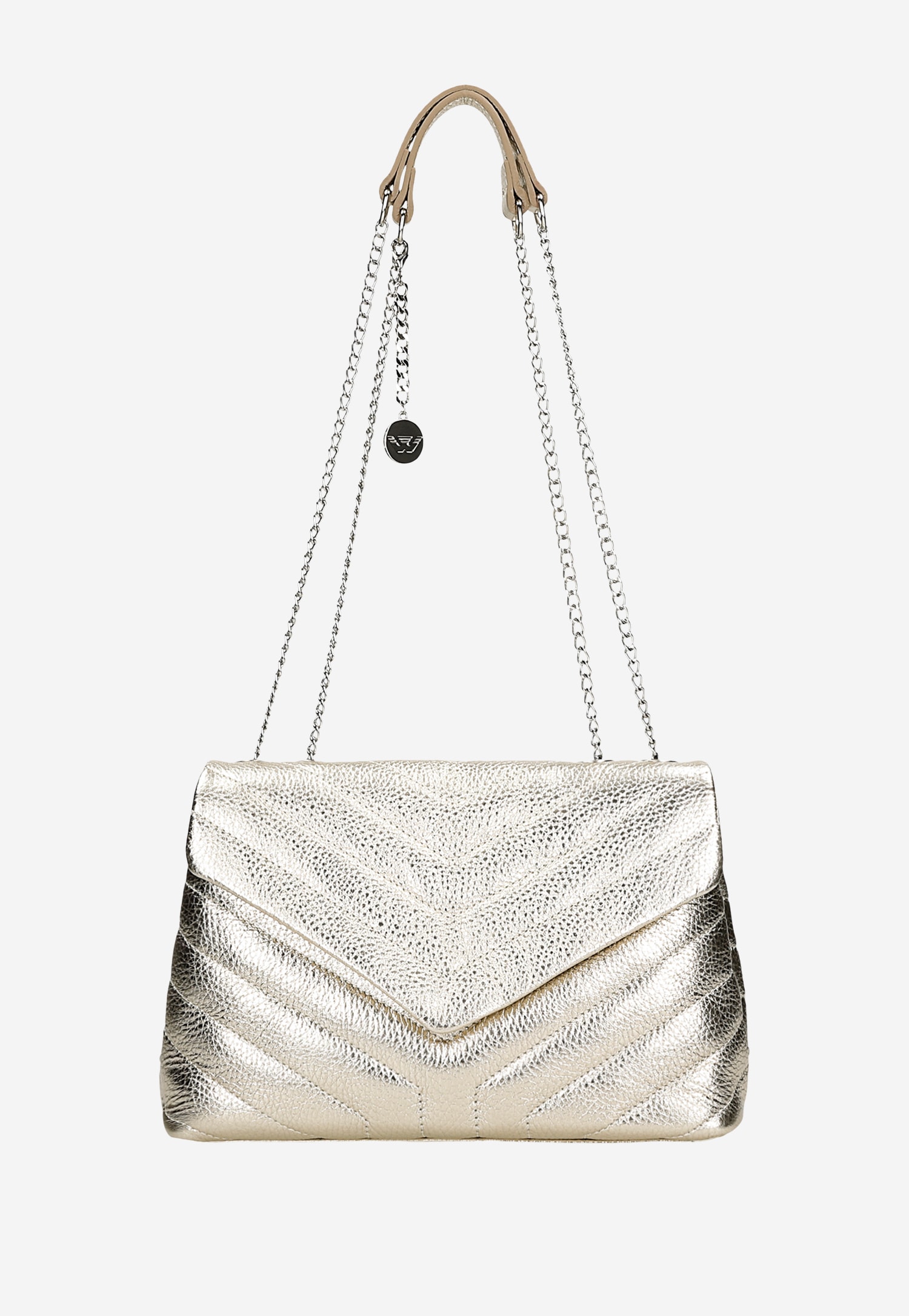 Złota torebka damska z naturalnej skóry