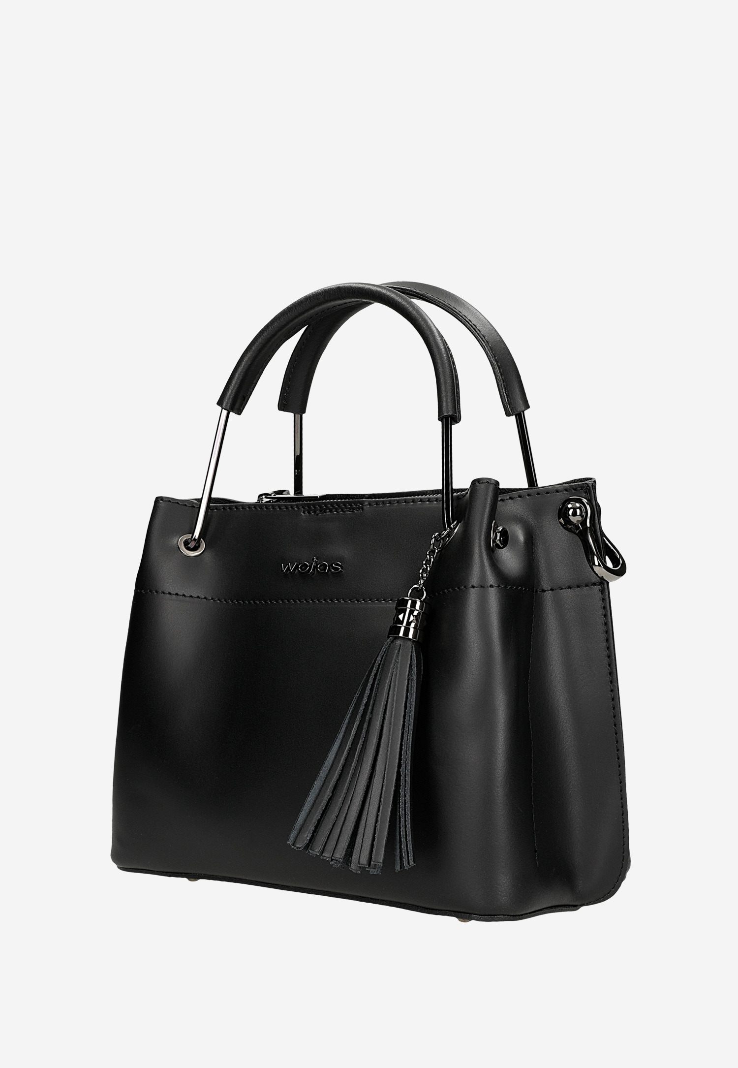 Czarna skórzana torebka damska typu kuferek