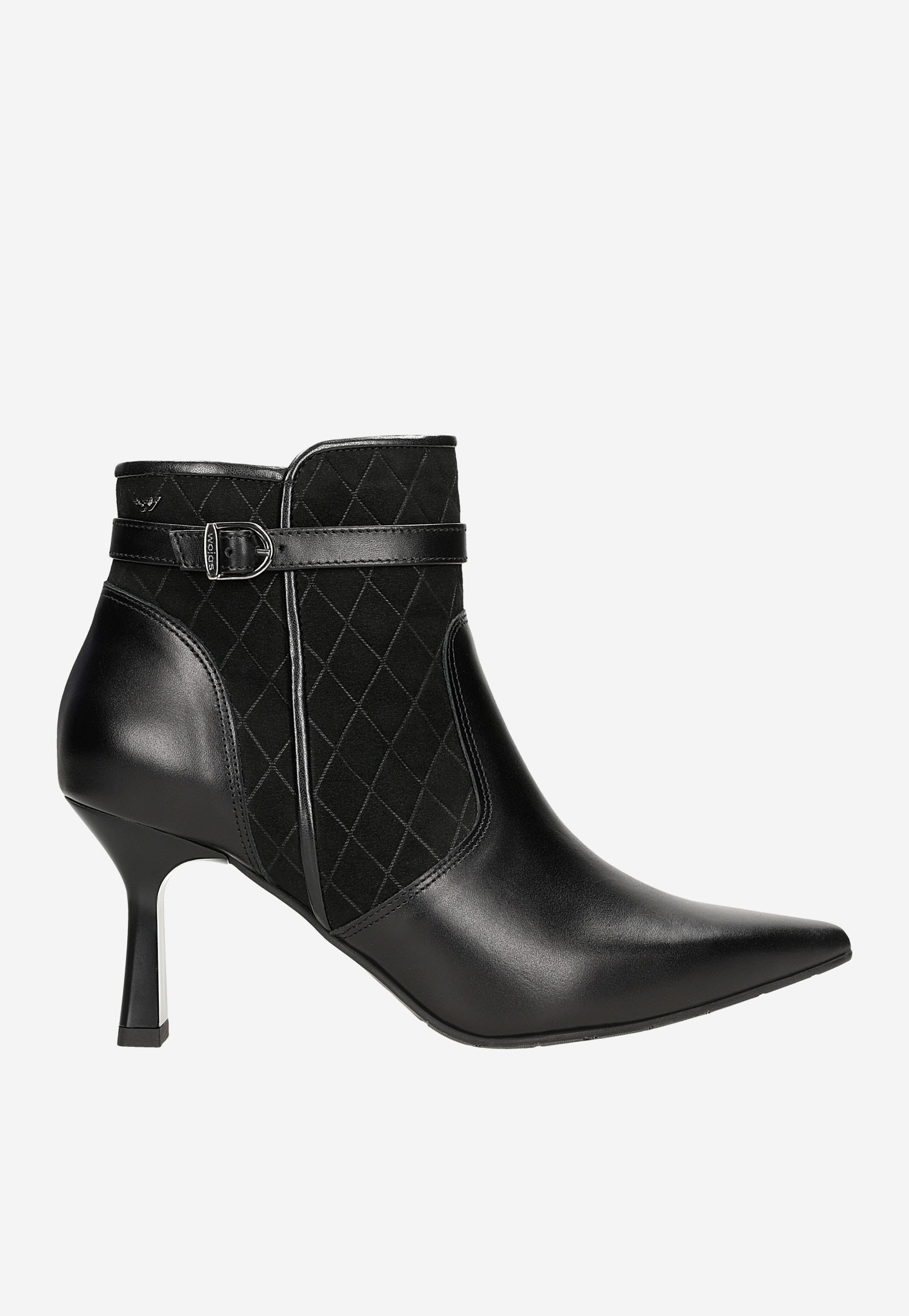 Czarne pikowane botki damskie na szpilce