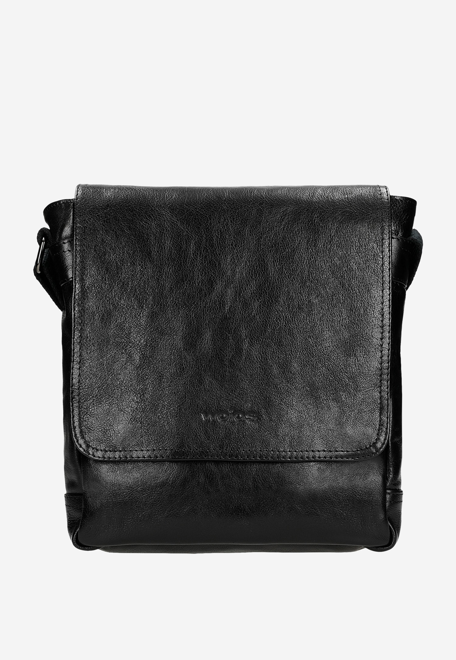 Czarna torba męska na ramię ze skóry licowej