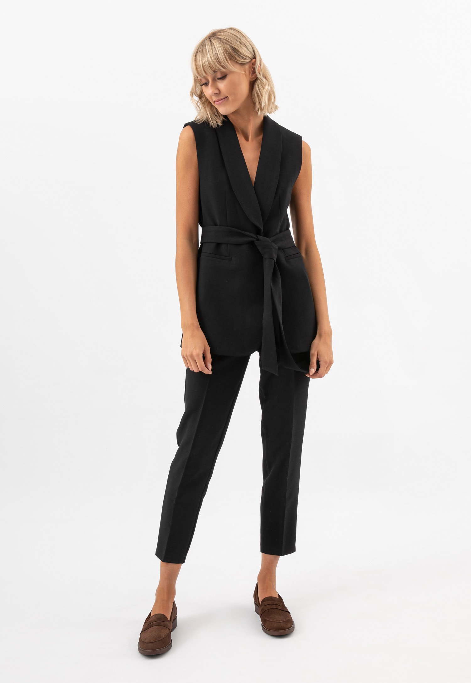 Czarne mokasyny damskie z weluru