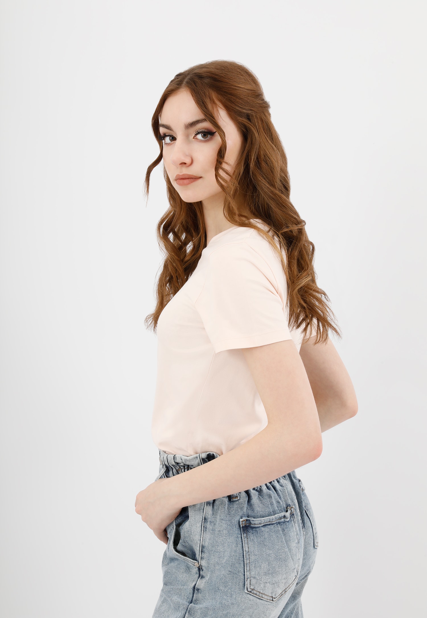 Jasnoniebieska bawełniana koszulka damska