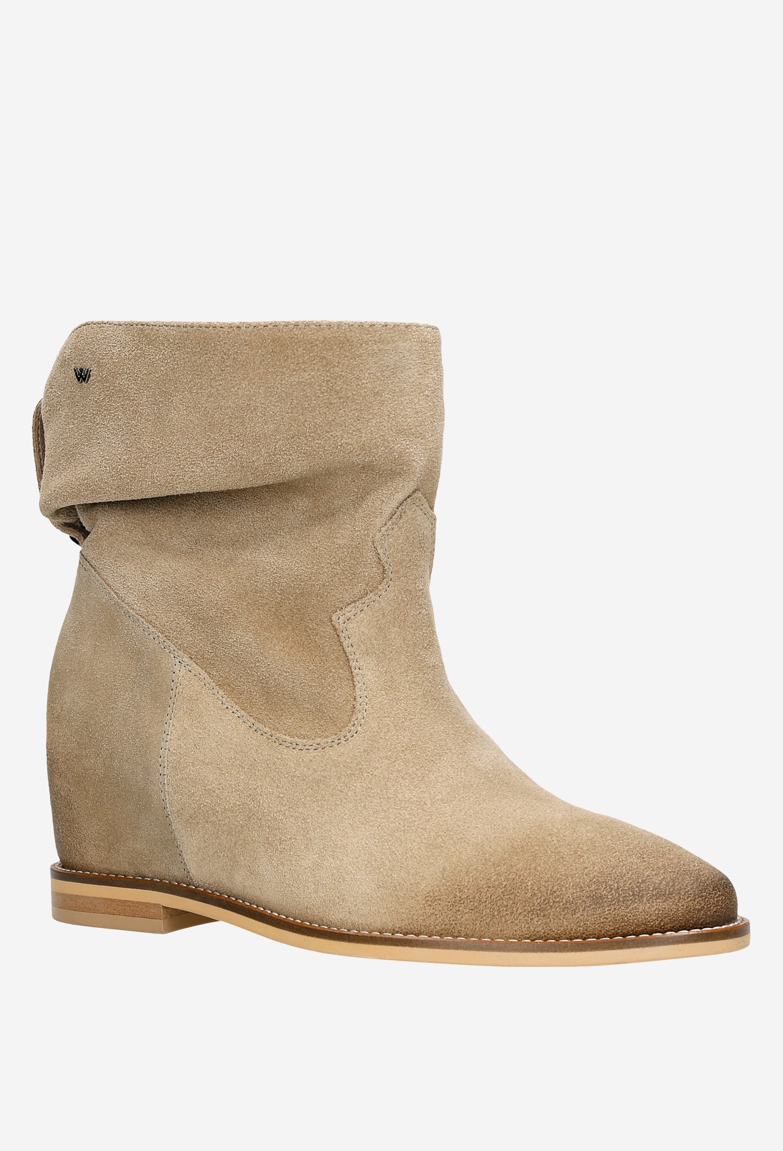 Beżowe botki damskie z ukrytą koturną