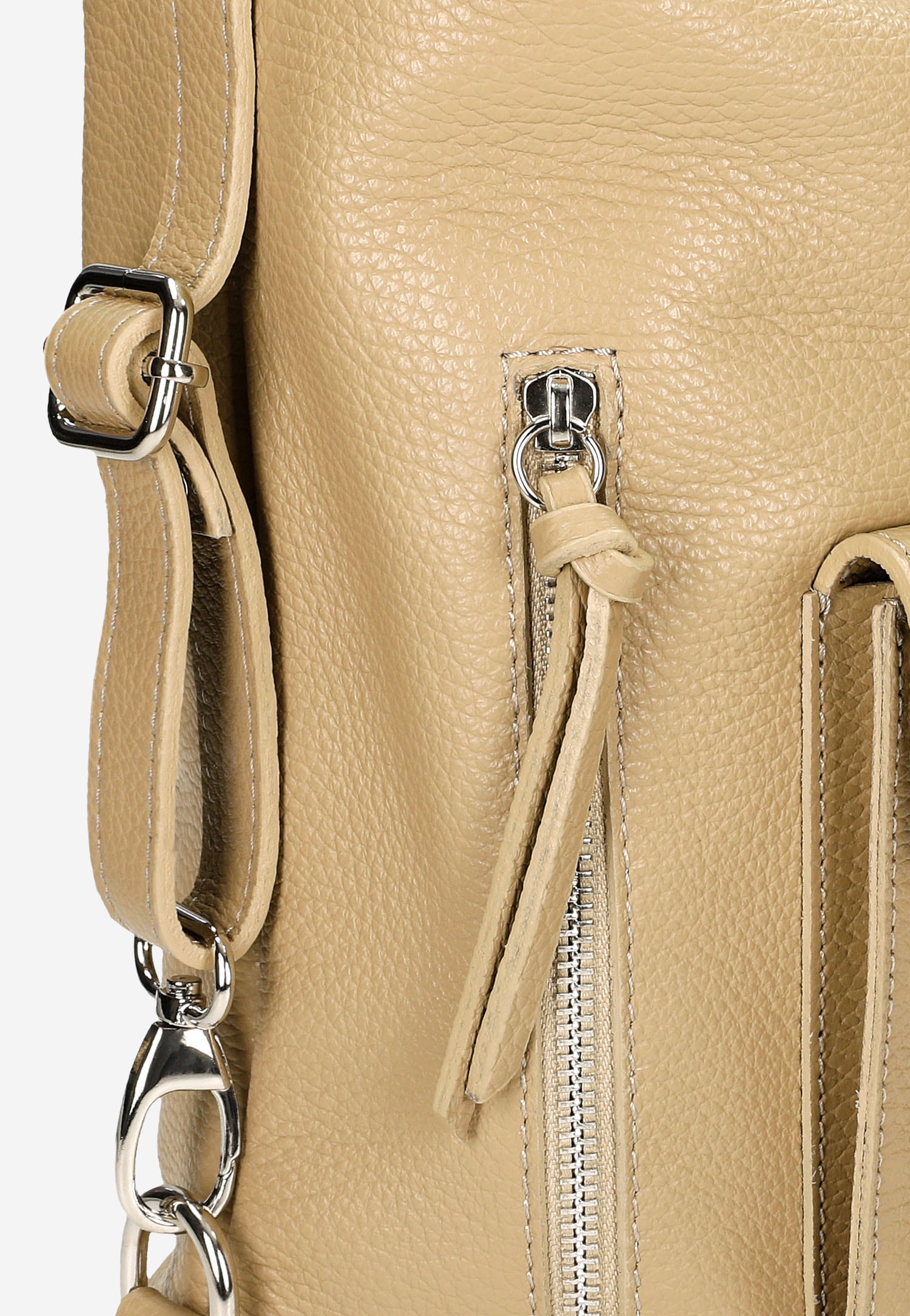 Beżowa skórzana torebka plecak 2w1