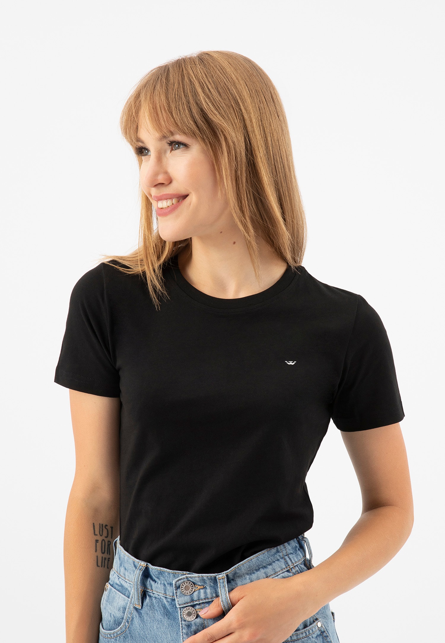 Biała bawełniana koszulka z okrągłym dekoltem