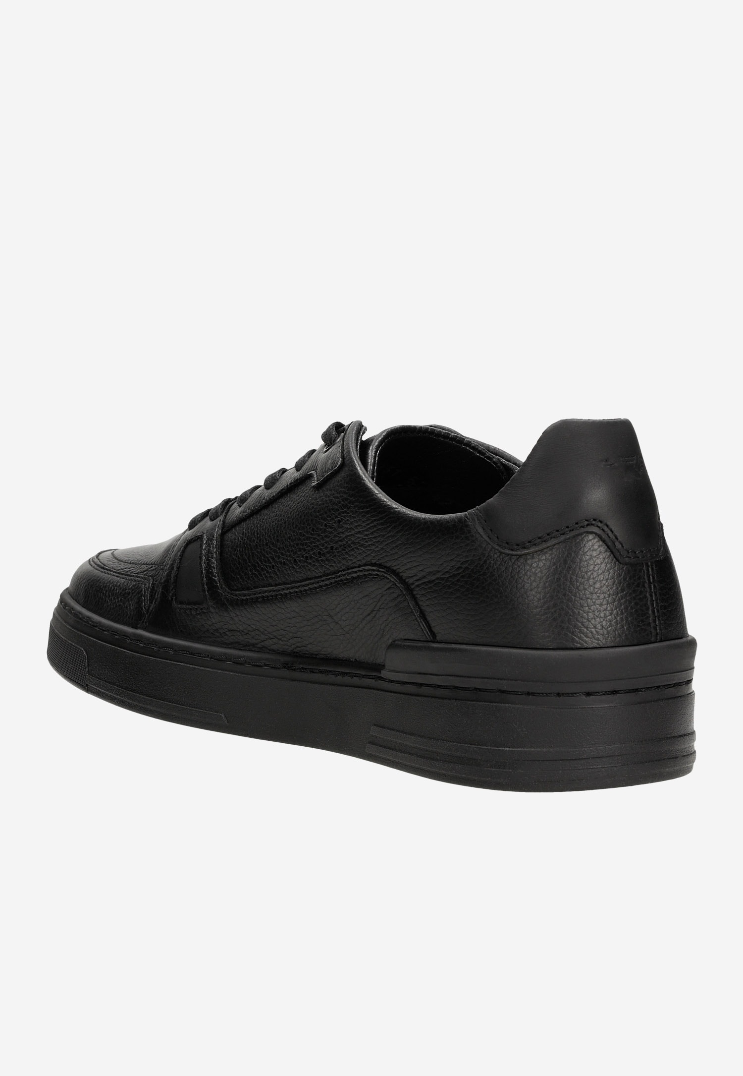 Czarne niskie trampki męskie ze skóry licowej