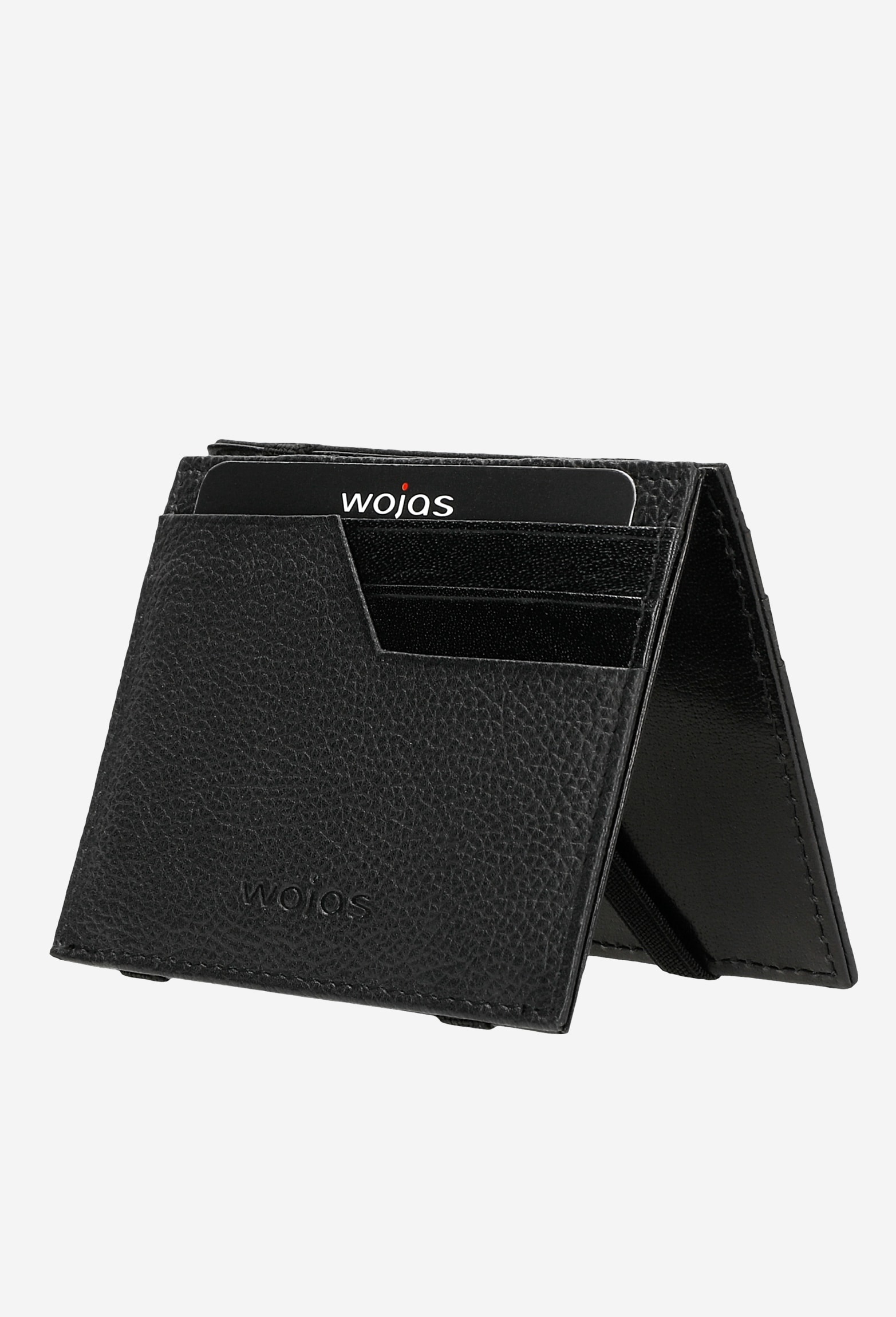 Czarny skórzany portfel męski z gumką