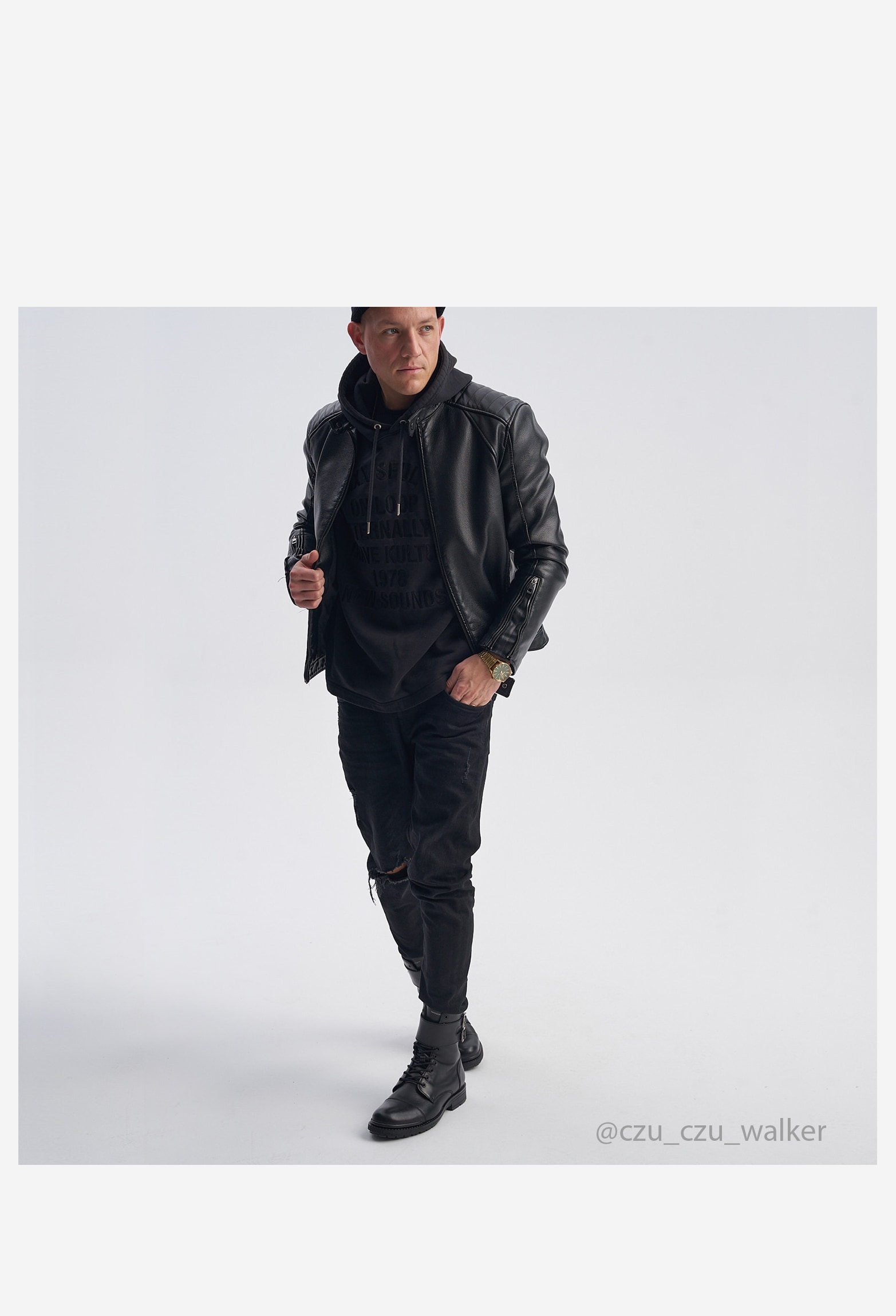 Brązowe wysokie bikery męskie ocieplane