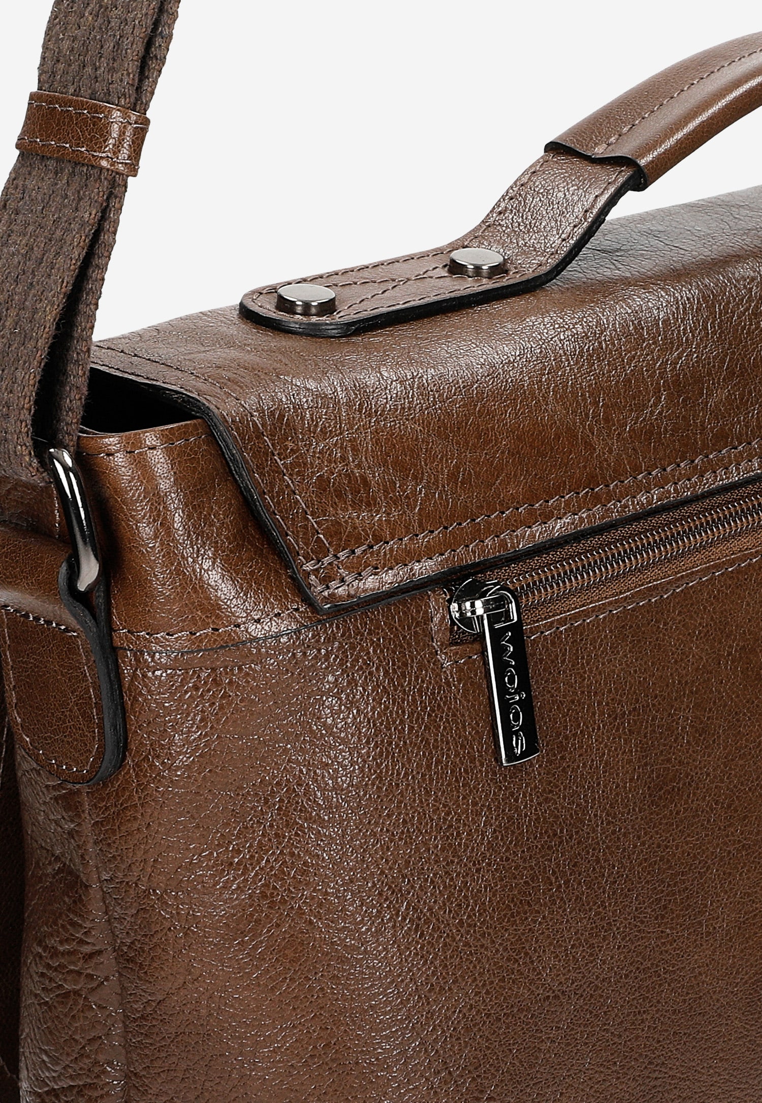 Duża brązowa torba męska ze skóry licowej