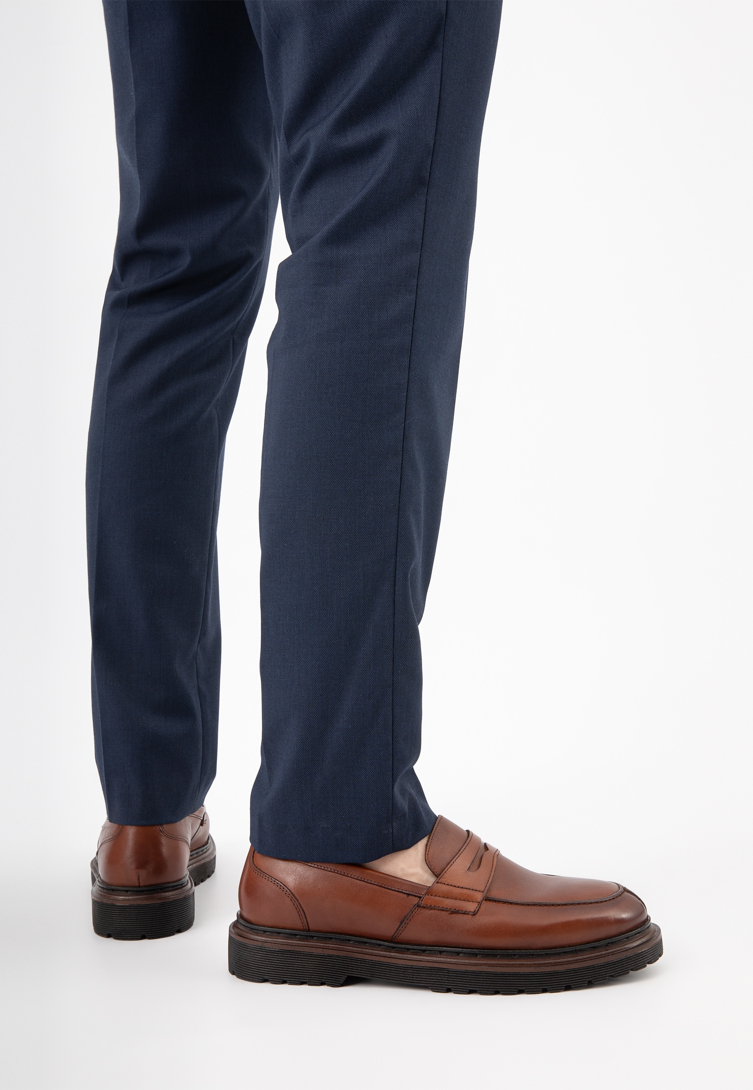 Brązowe skórzane mokasyny męskie penny loafers