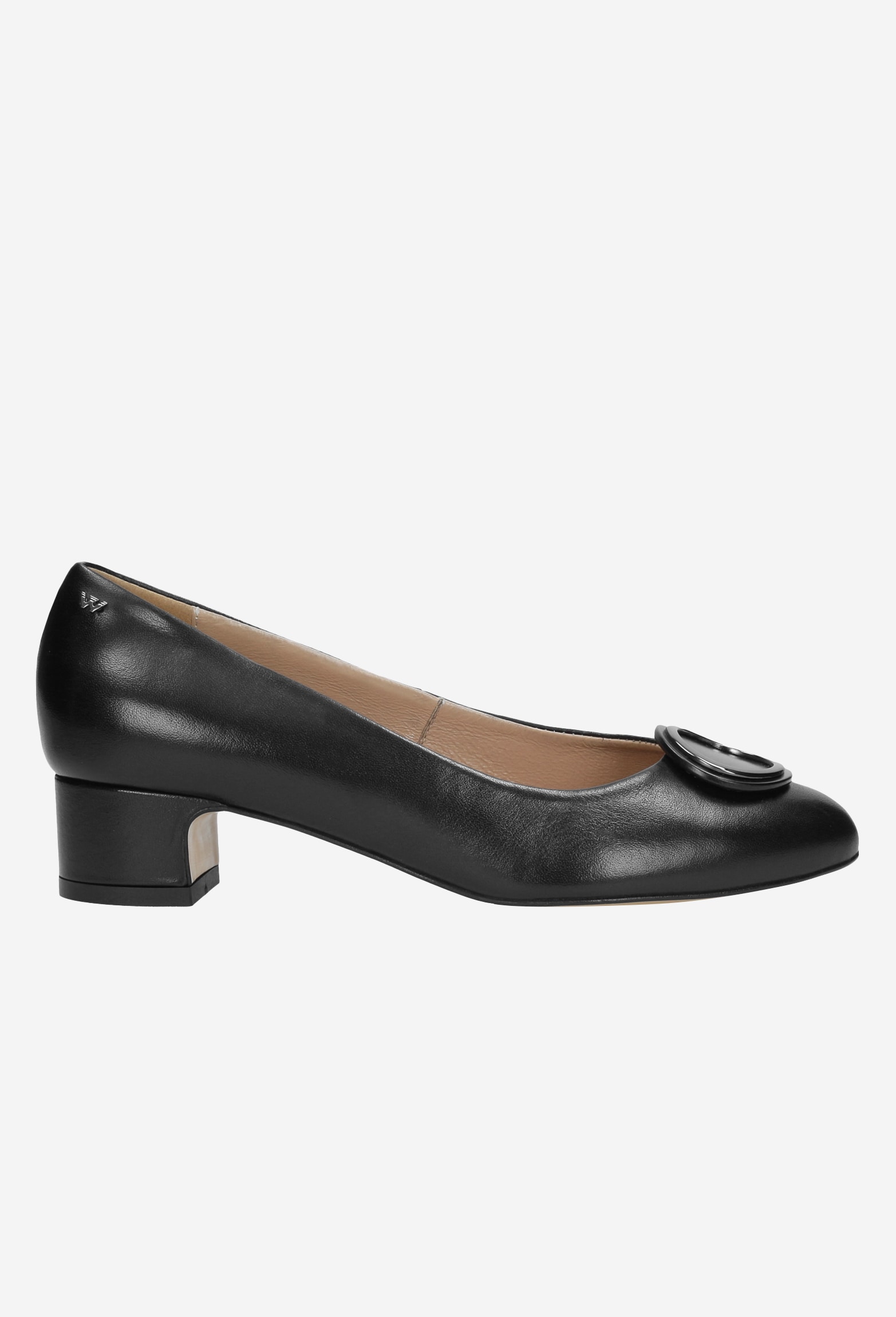 Czarne eleganckie czółenka na niskim obcasie