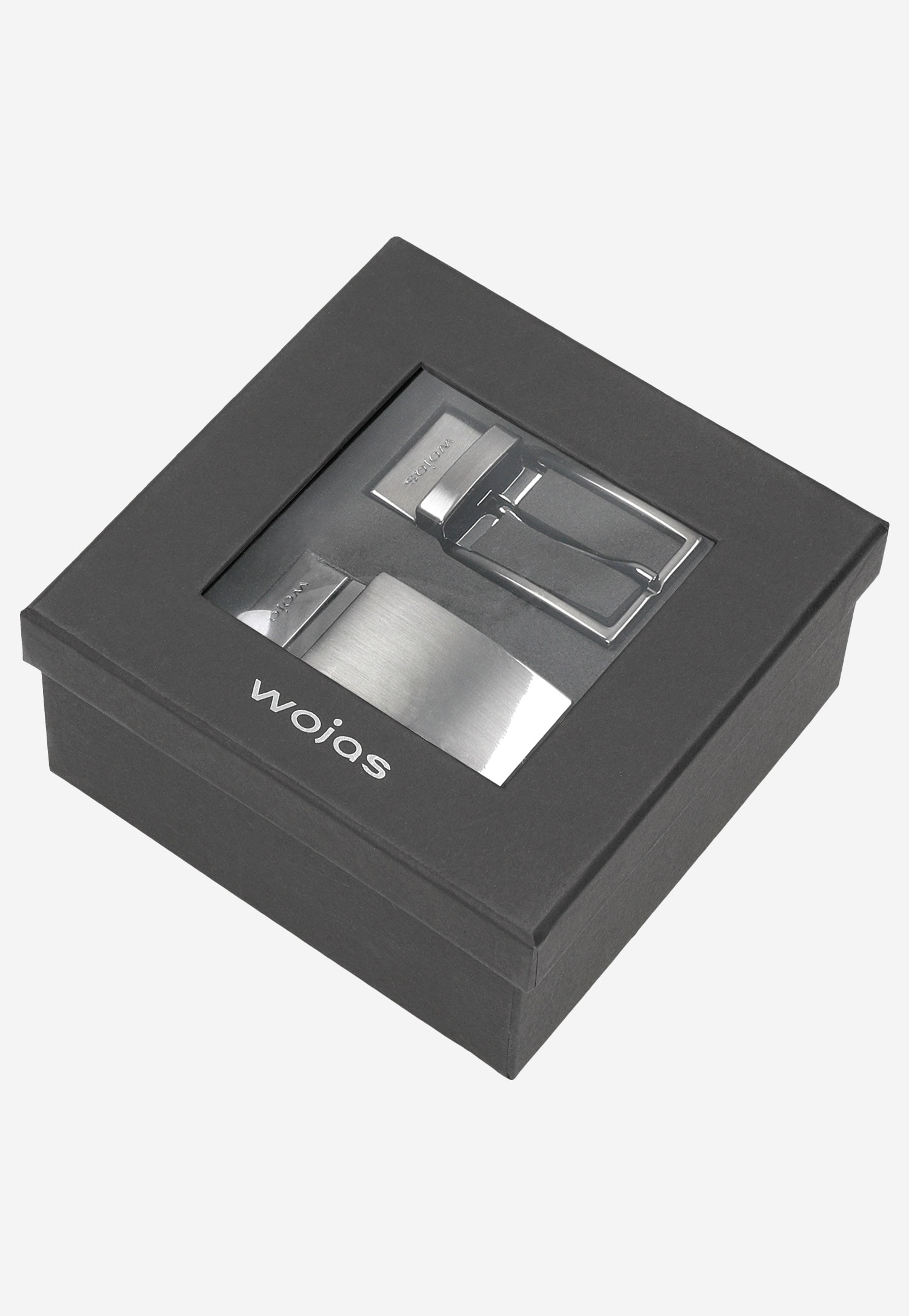 Elegancki zestaw prezentowy - czarny pasek z dwiema wymiennymi klamrami