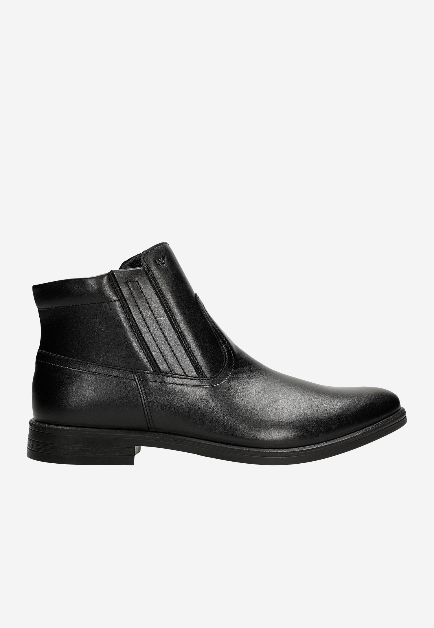 Czarne ocieplane botki męskie ze skóry licowej