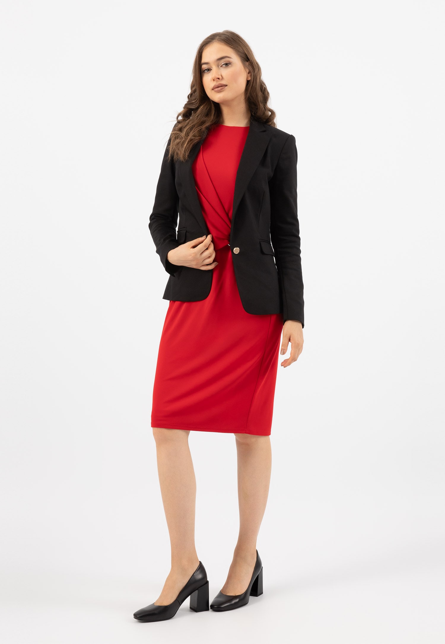 Klasyczne czarne czółenka damskie na słupku