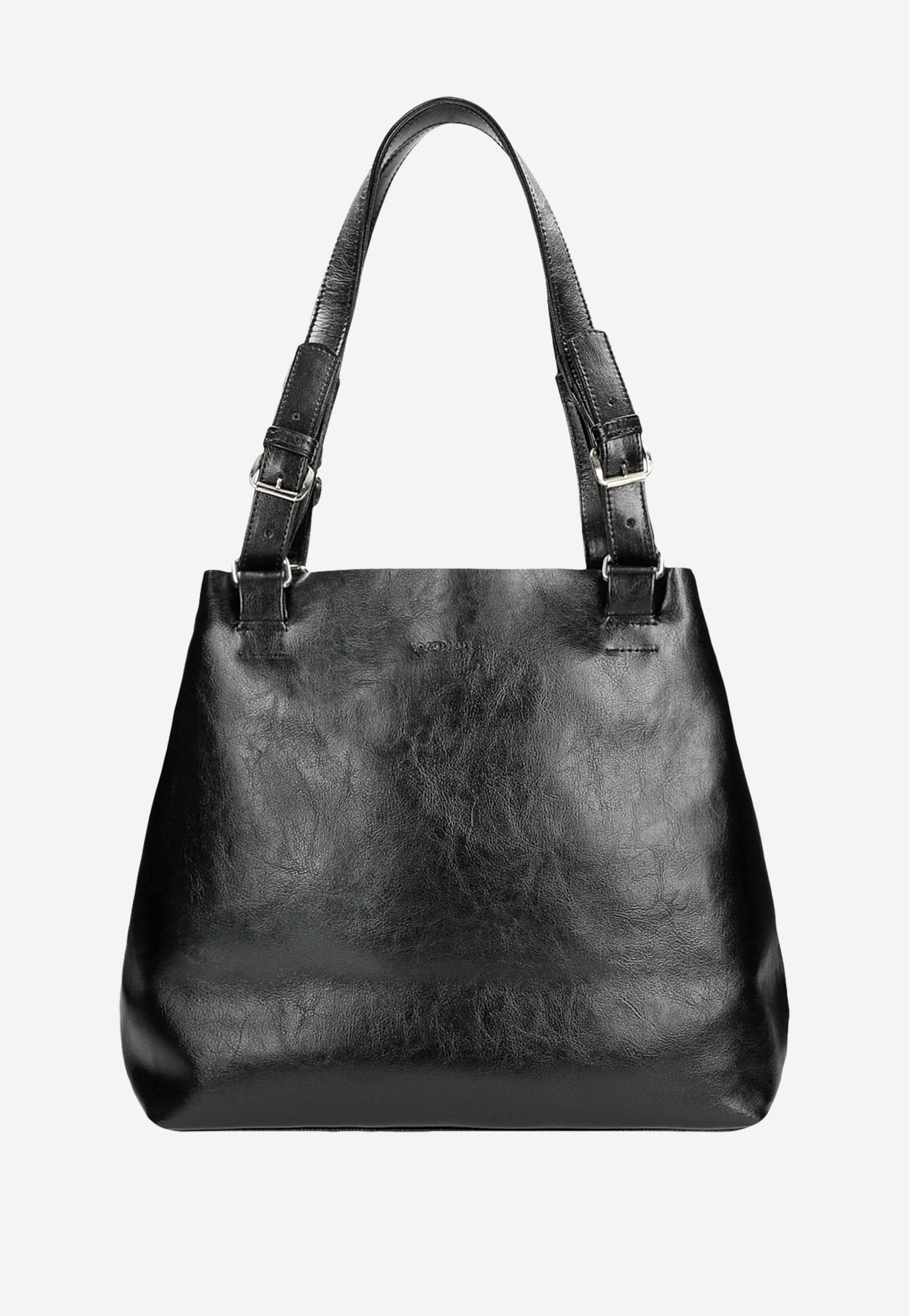 Pojemna skórzana torebka damska w kolorze brązowym