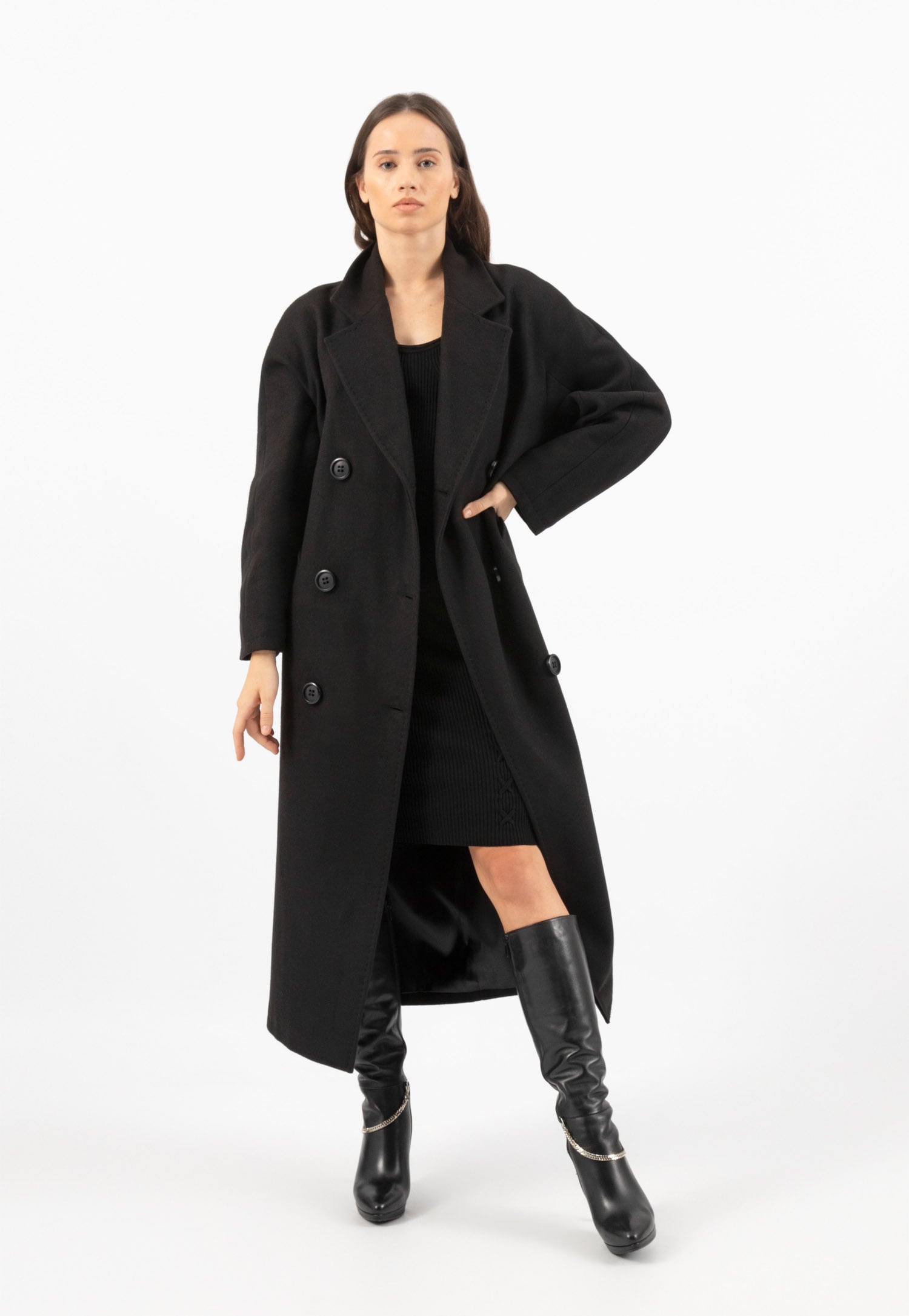 RELAKS płaszcz damski długi w kolorze beżowym