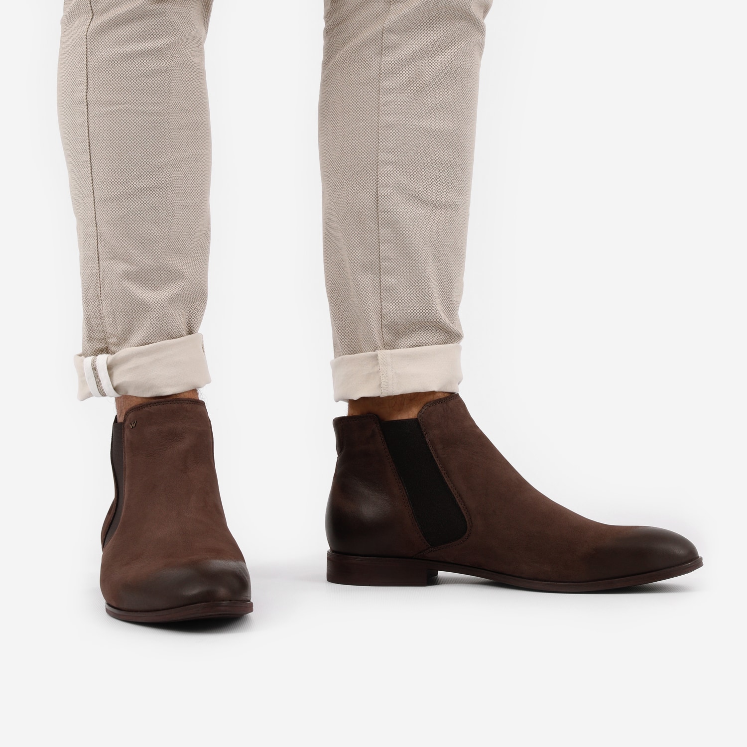 Sztyblety męskie z nubuku w kolorze ciemnego brązu