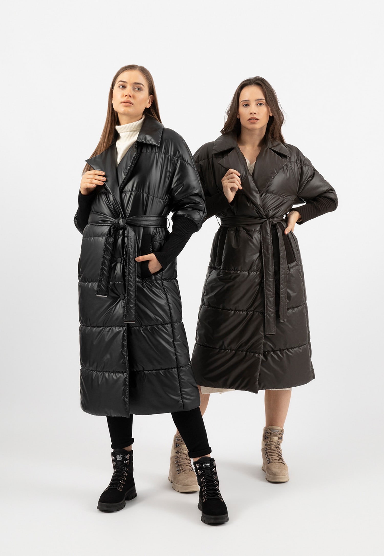 RELAKS długi brązowy ortalionowy płaszcz damski