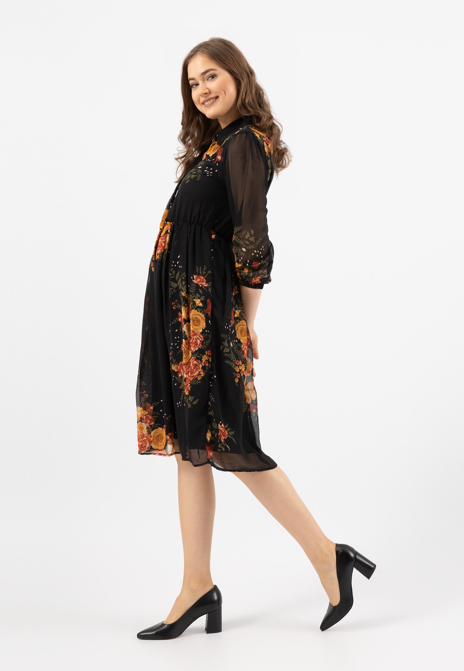 Czarne skórzane czółenka damskie z noskiem w szpic