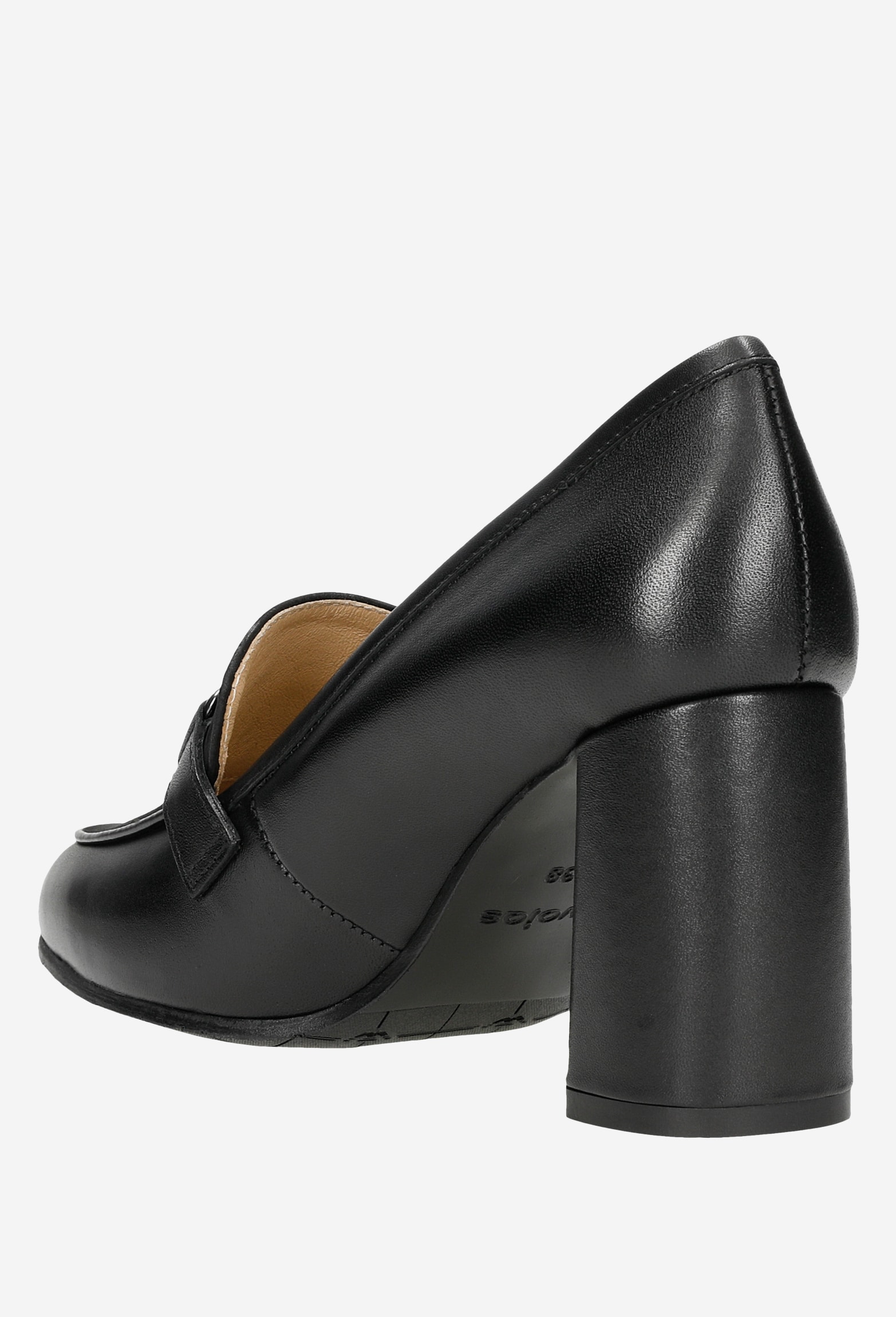 Czarne mokasyny damskie na obcasie w formie słupka