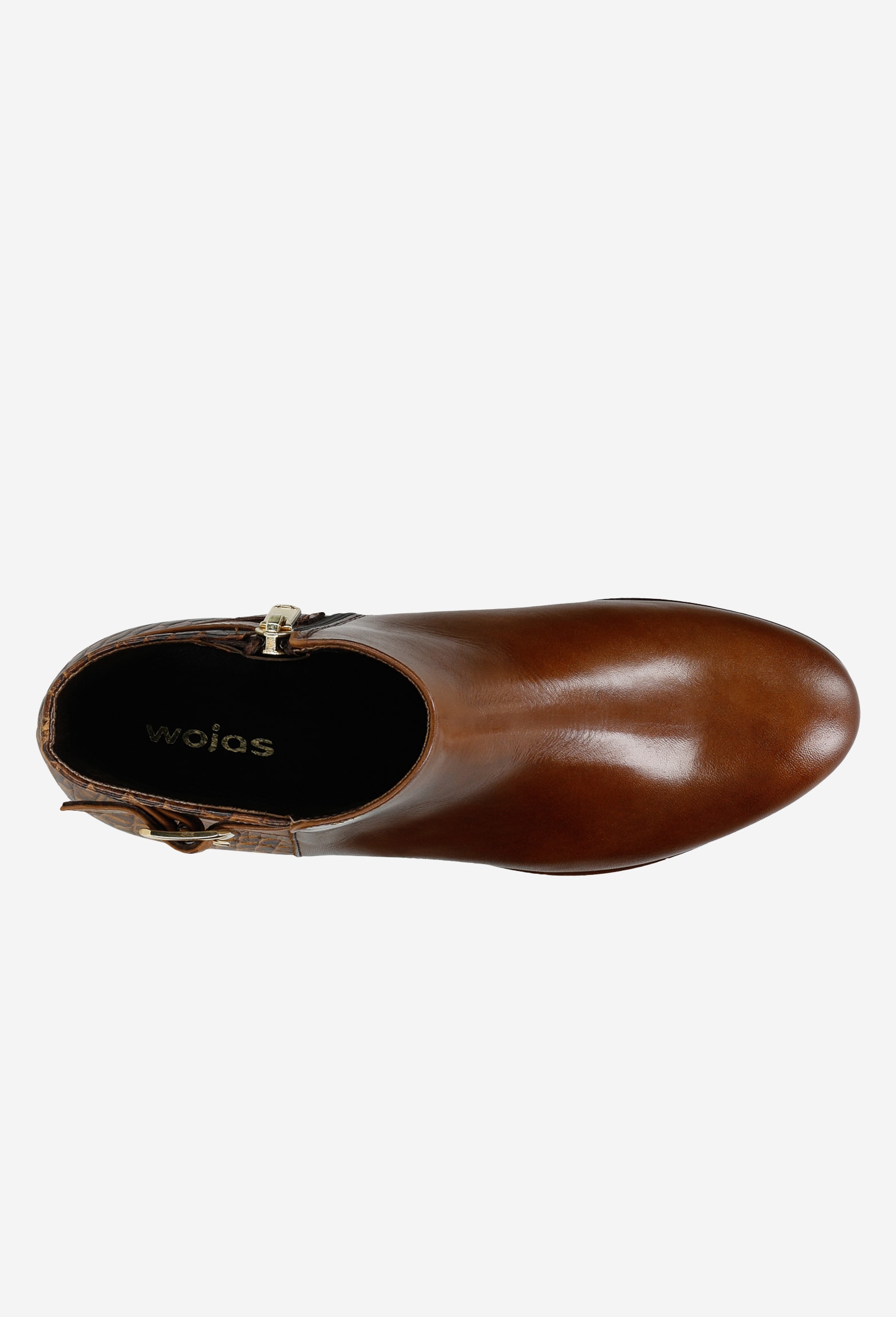 Czarne botki damskie z tłoczonej skóry zapisane na zamek