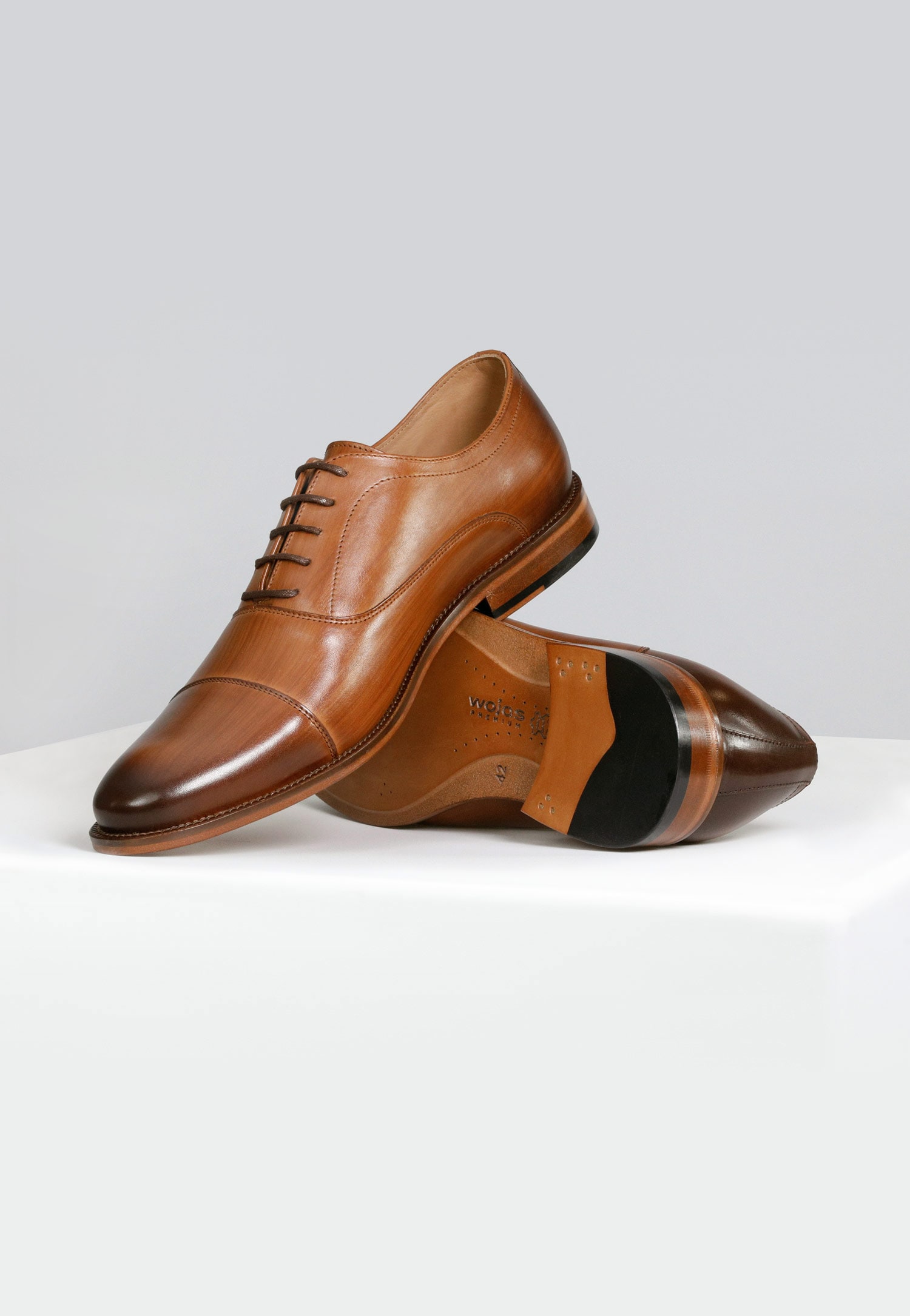 PREMIUM półbuty męskie wizytowe ze skórzaną podeszwą