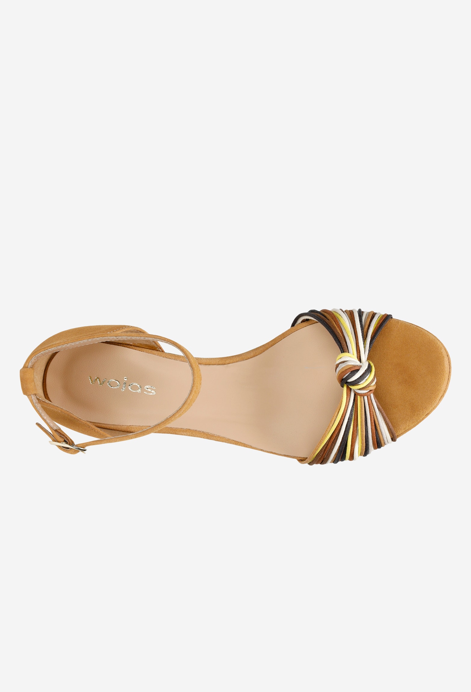 Jasnobrązowe sandały damskie na koturnie z minikolekcji POWER CORD