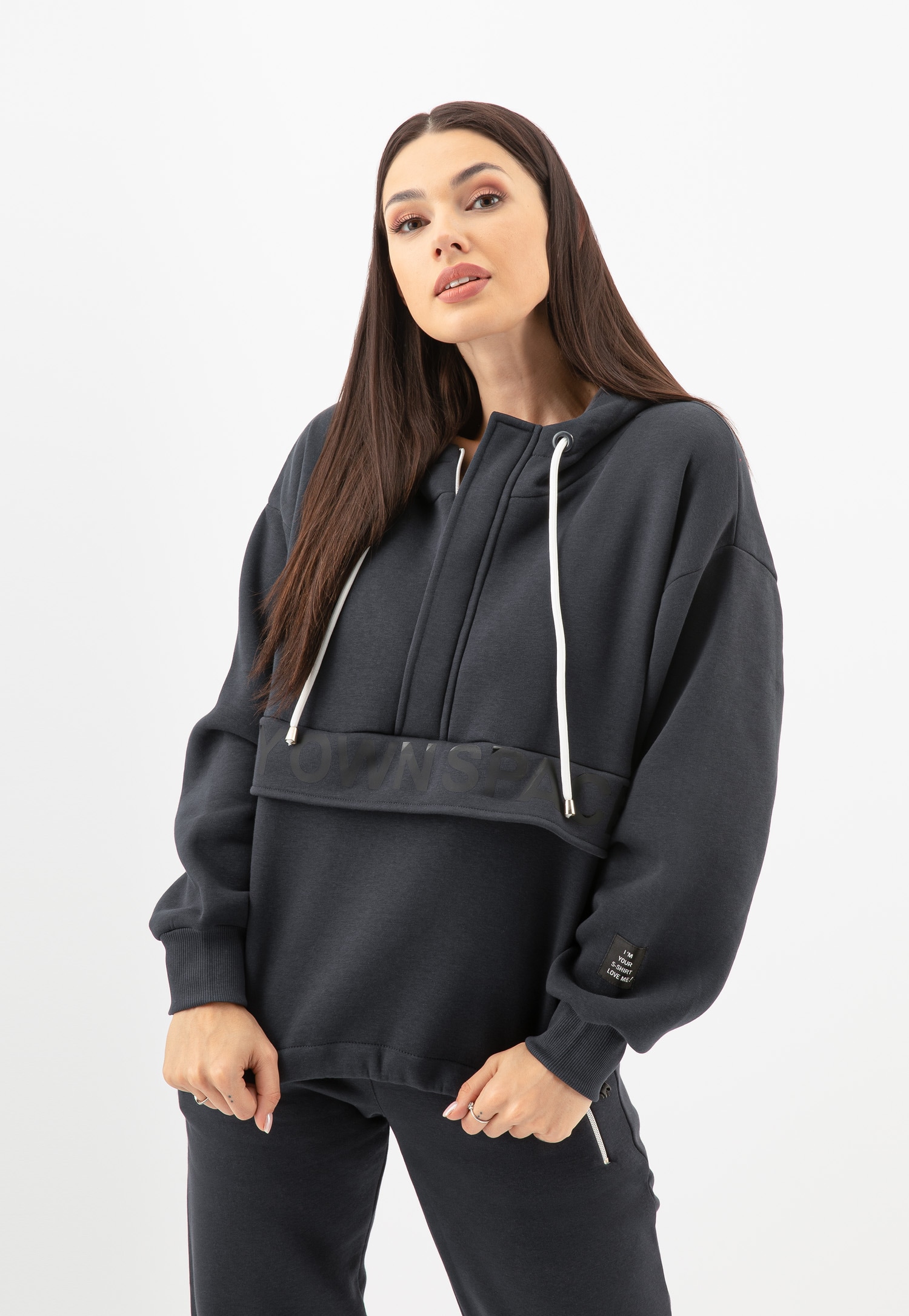 RELAKS beżowa bluza dresowa z kapturem