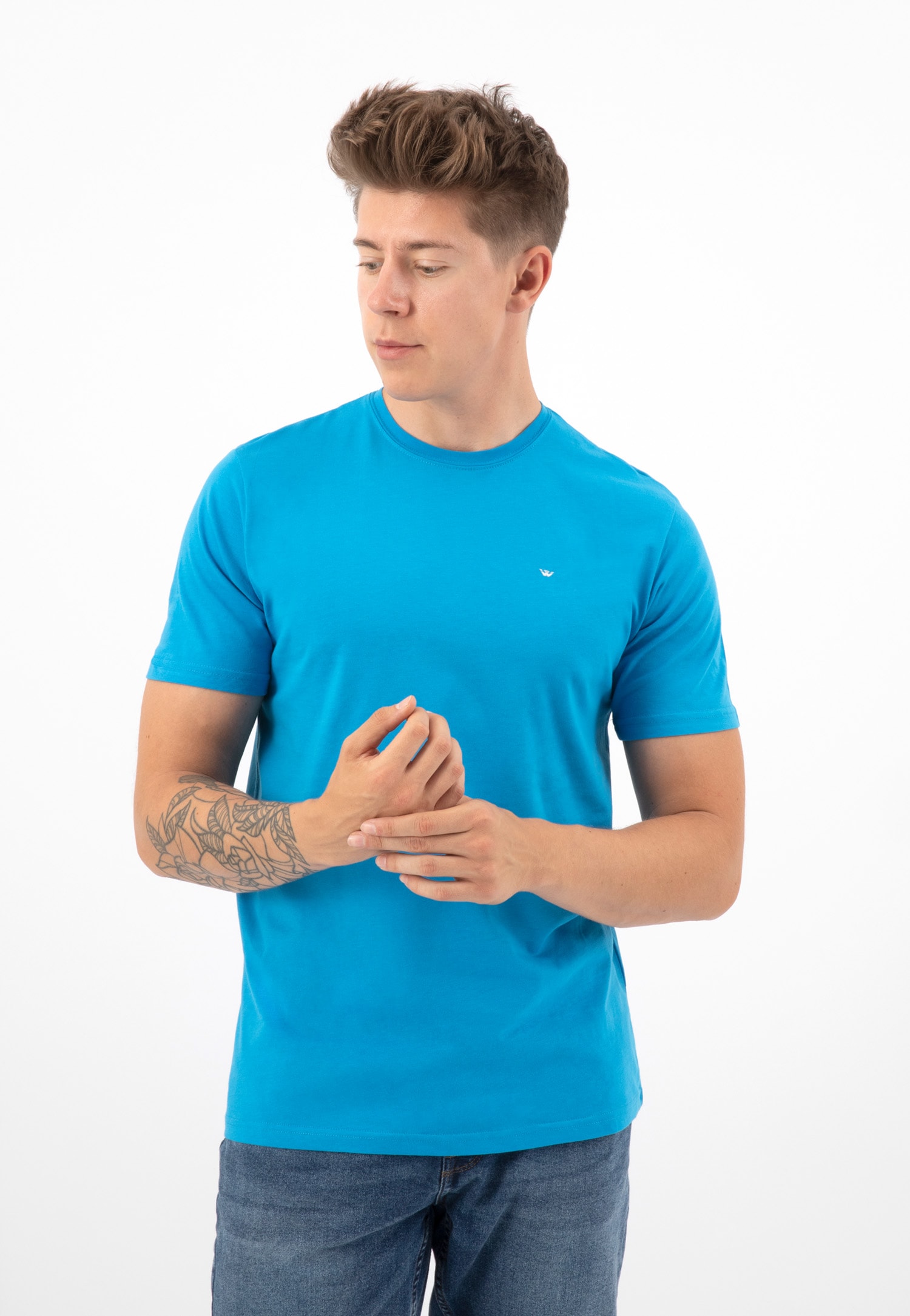 Jasnoniebieski t-shirt męski bawełniany