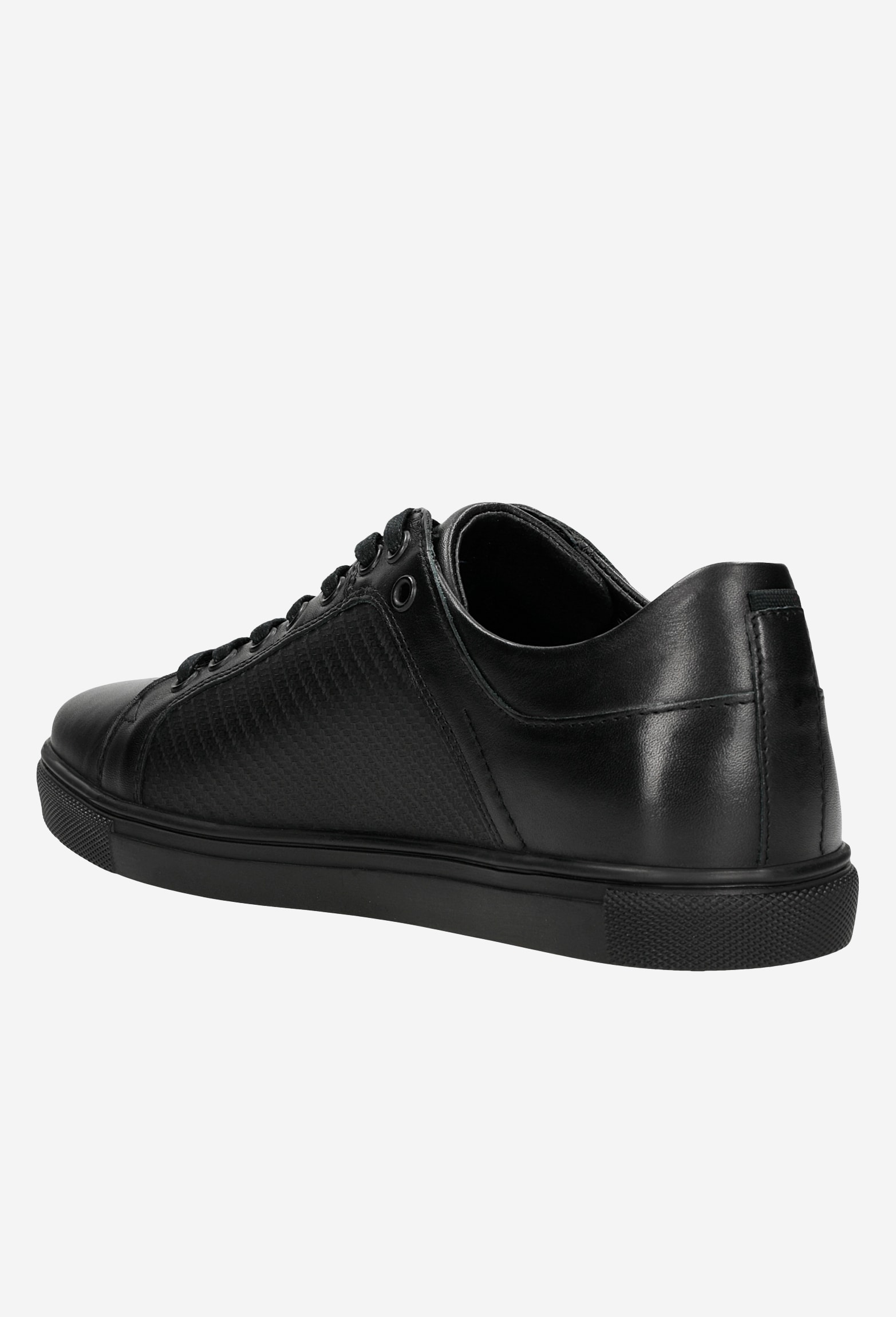 Czarne półbuty męskie z tłoczoną wstawką