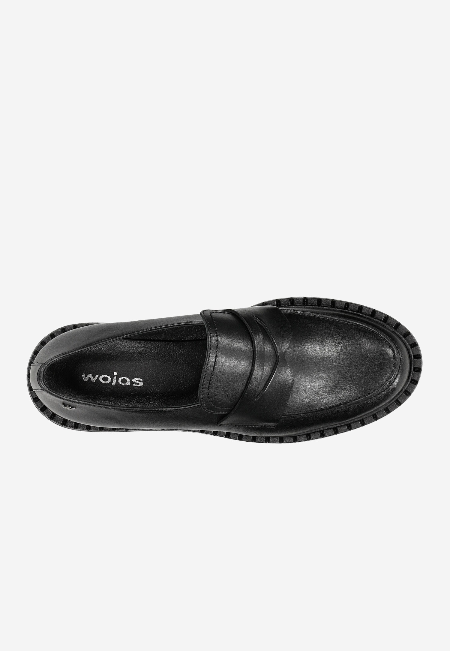 Czarne mokasyny damskie na wyższej podeszwie