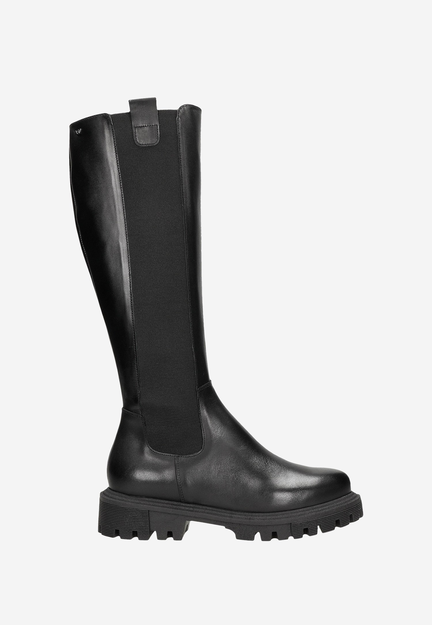 Czarne skórzane kozaki damskie z elastycznymi wstawkami