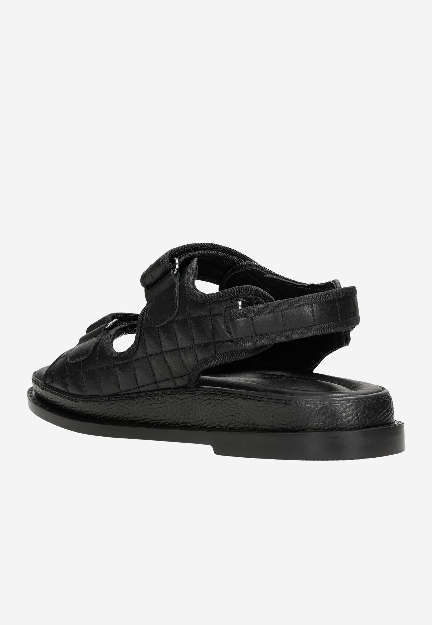 Czarne płaskie sandały damskie z pikowaniem