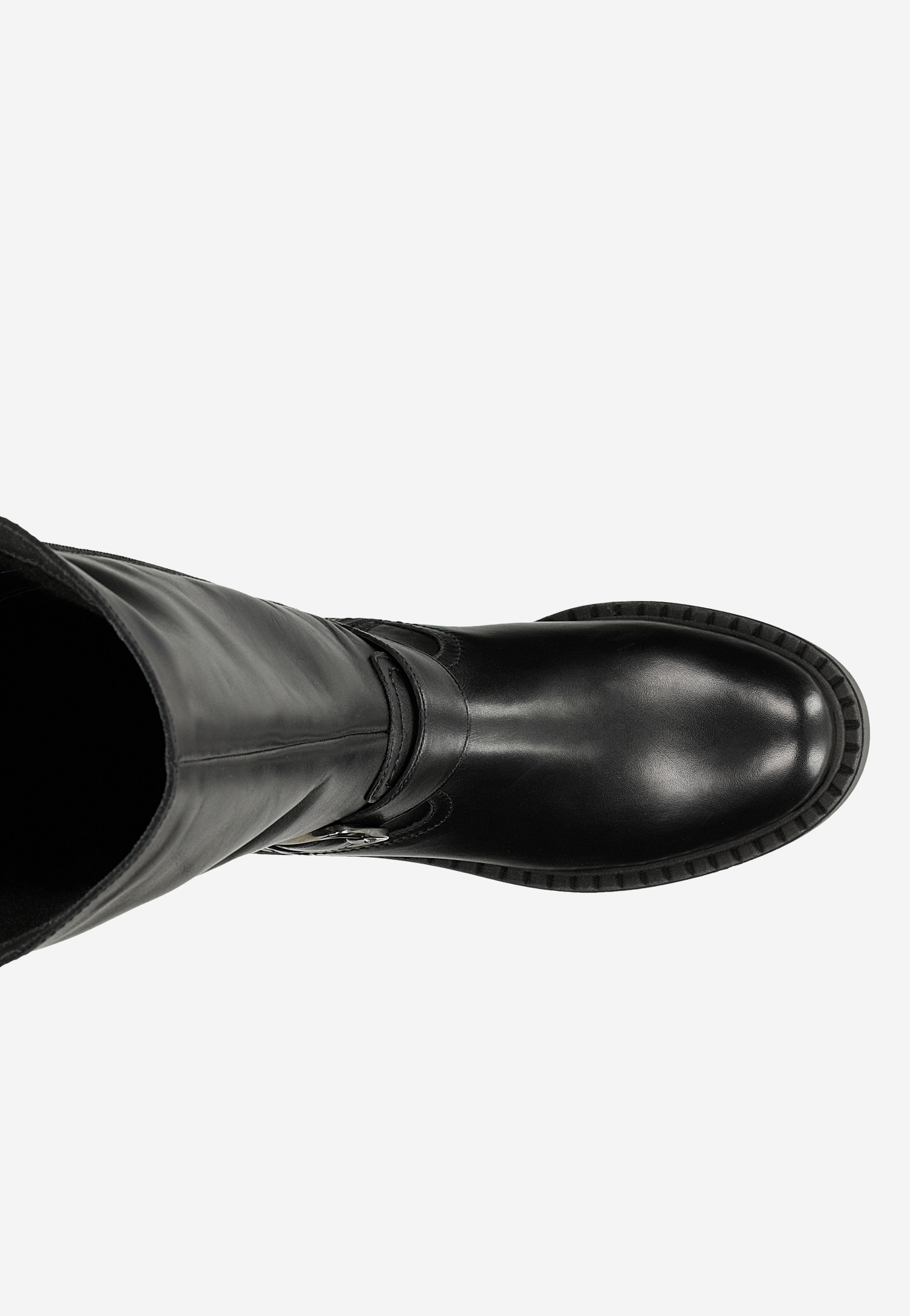 Czarne skórzane bikery damskie z klamrami