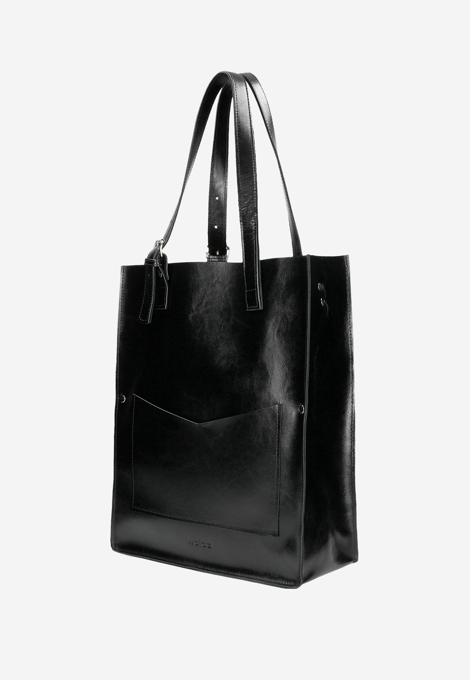 Duża skórzana torebka damska w kolorze czarnym