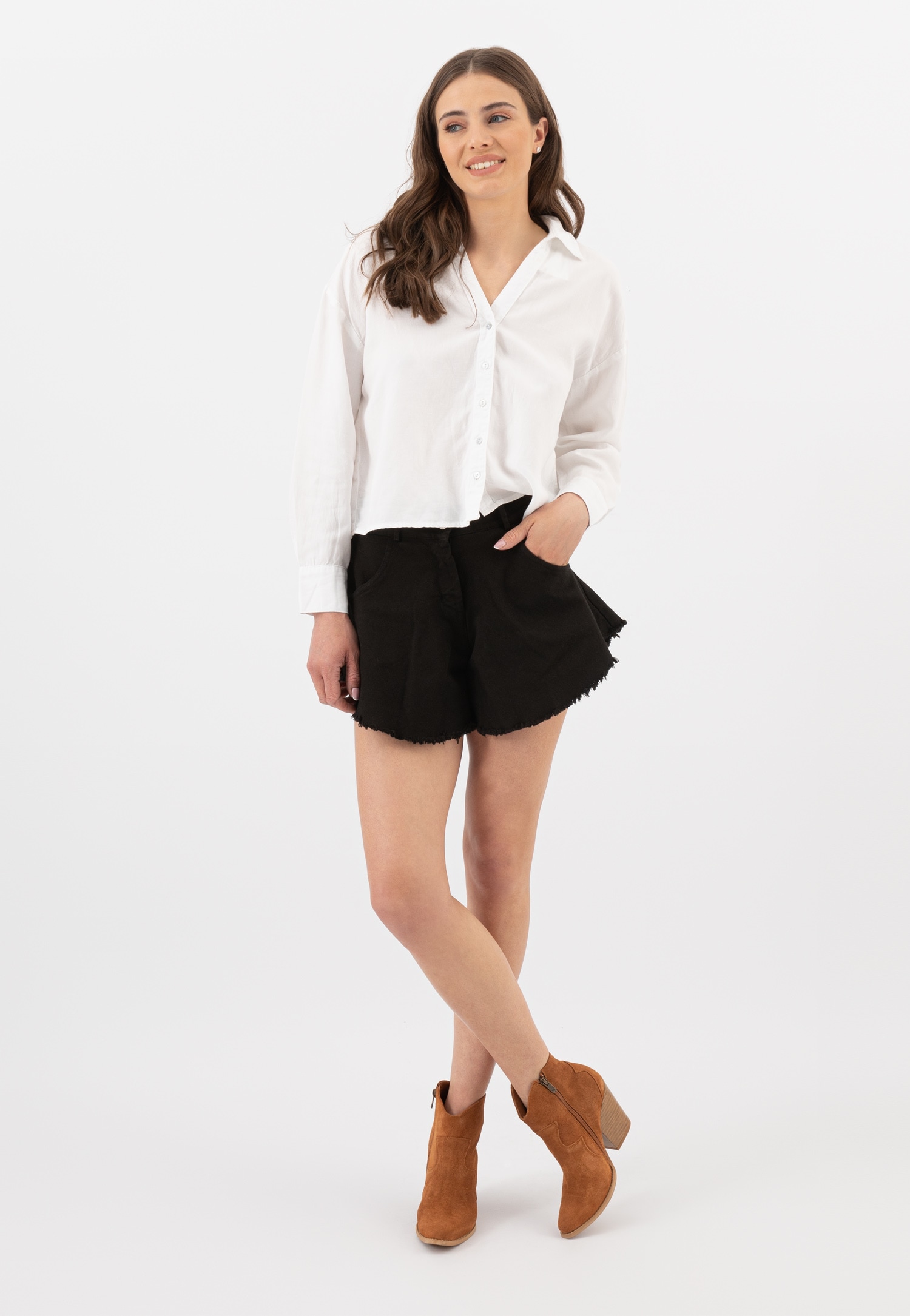 Jasnobrązowe botki damskie typu kowbojki