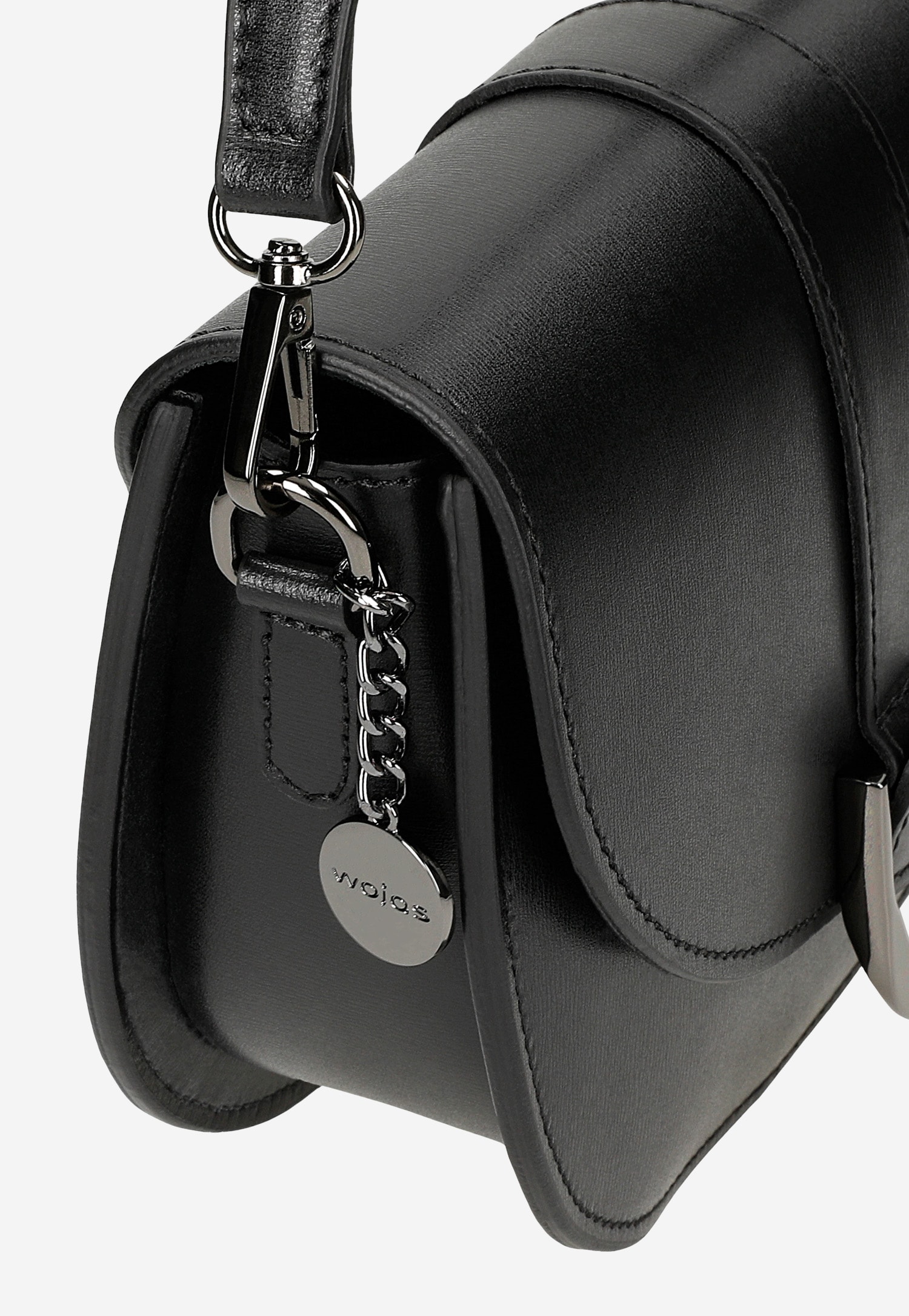 Mała skórzana torebka damska w kolorze czarnym