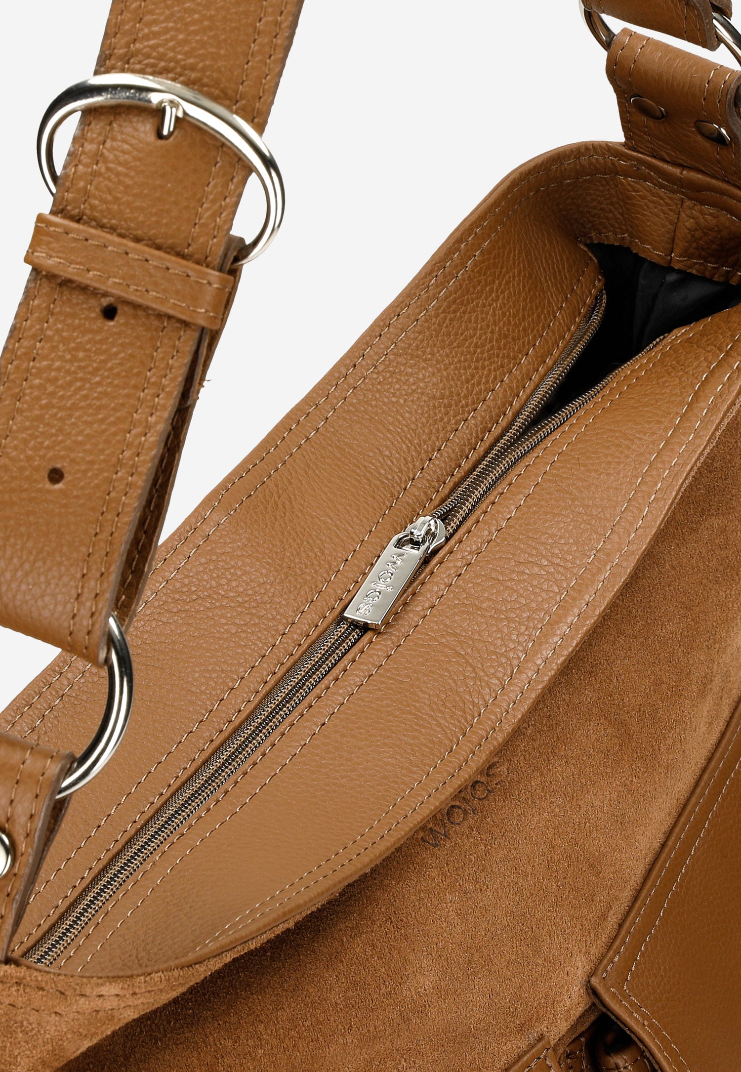 Duża torebka damska ze skóry licowej i welurowej