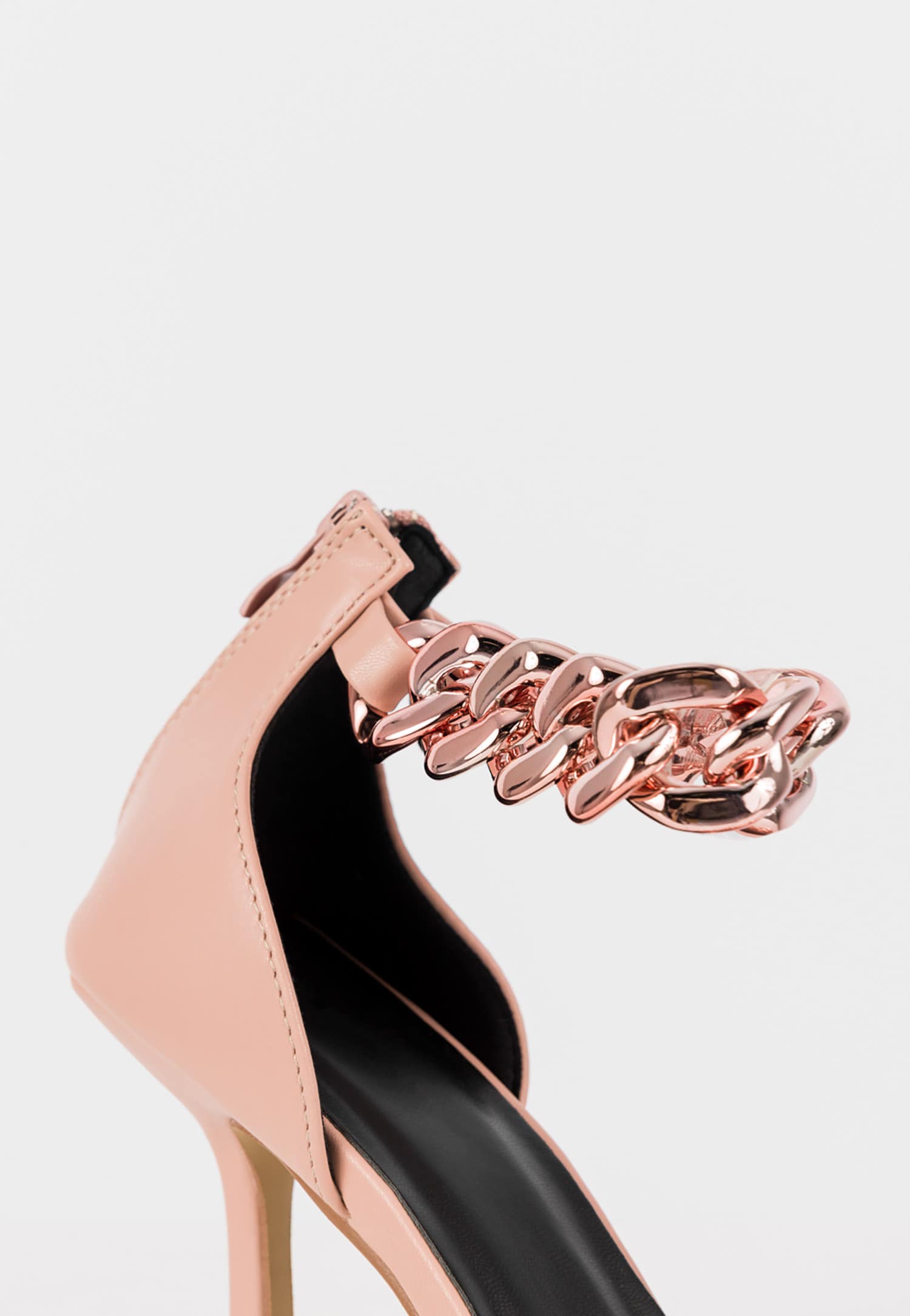 WJS różowa sandały damskie z ozdobnym łańcuszkiem wokół kostki